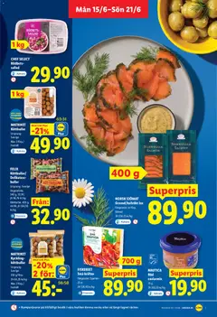Lidl erbjudanden - Förhandsvisning av reklamblad från butik Lidl aktuell från 15.06.2026 | Sida: 7 | Produkter: Köttbullar, Kräftor, Lax, Sallad