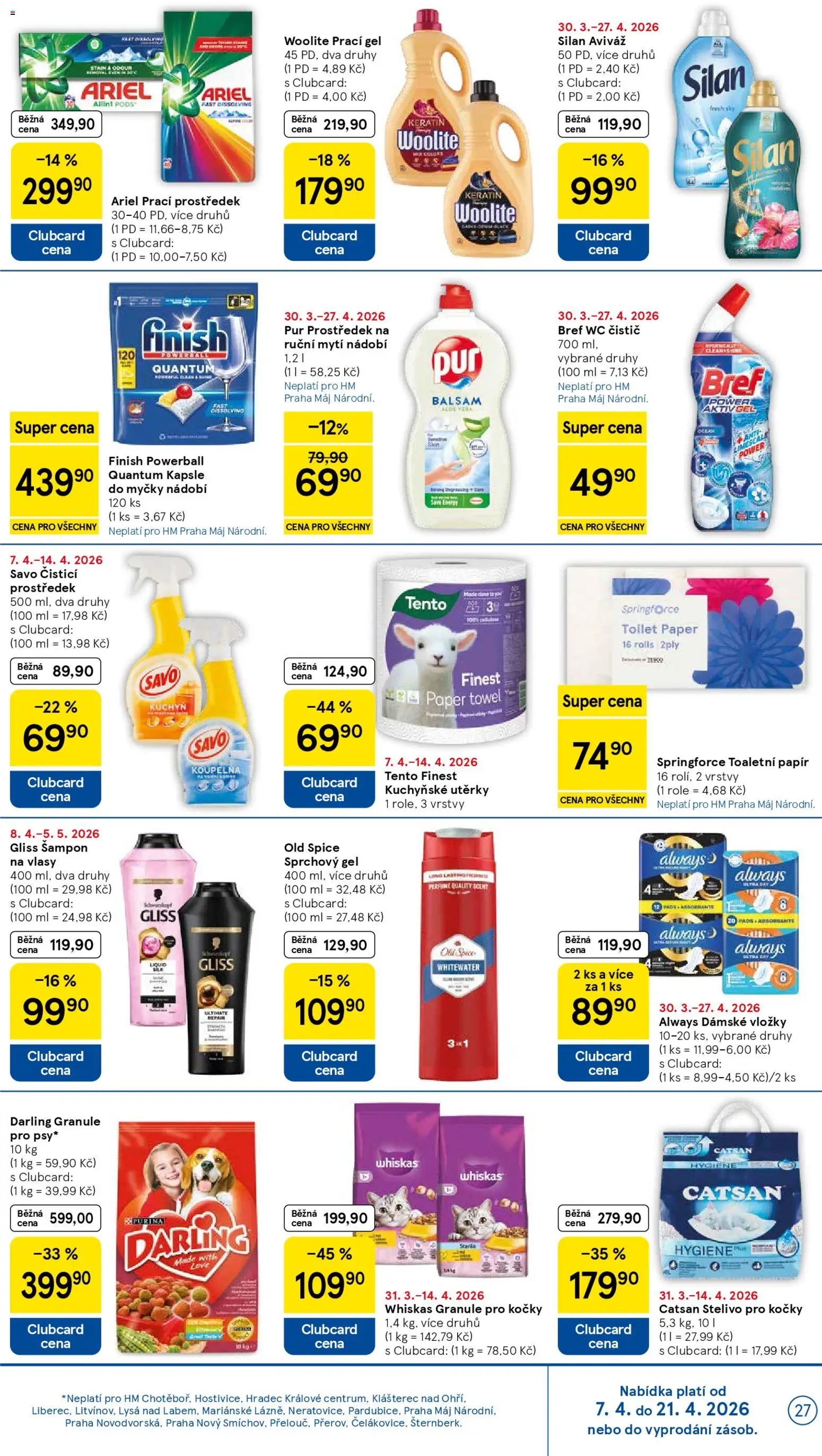 Tesco leták - Hypermarket od 07.04.2026 | Strana: 27 | Produkty: Granule pro kočky, Wc, Darling, Šampon