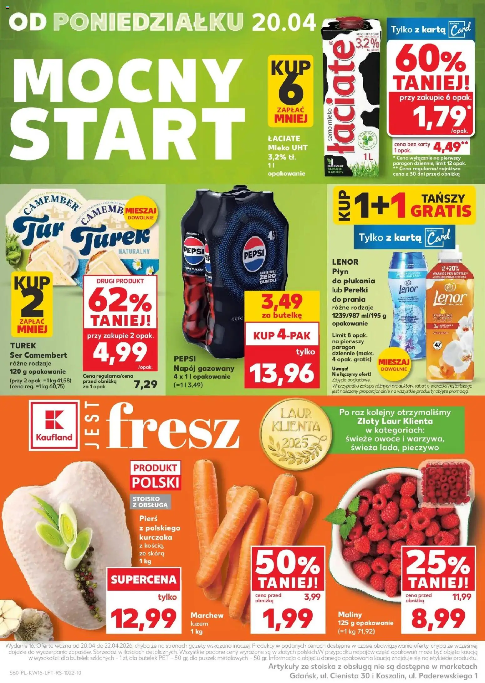 Kaufland gazetka od 16.04.2026 | Strona: 60 | Produkty: Pieczywo, Maliny, Camembert, Owoce