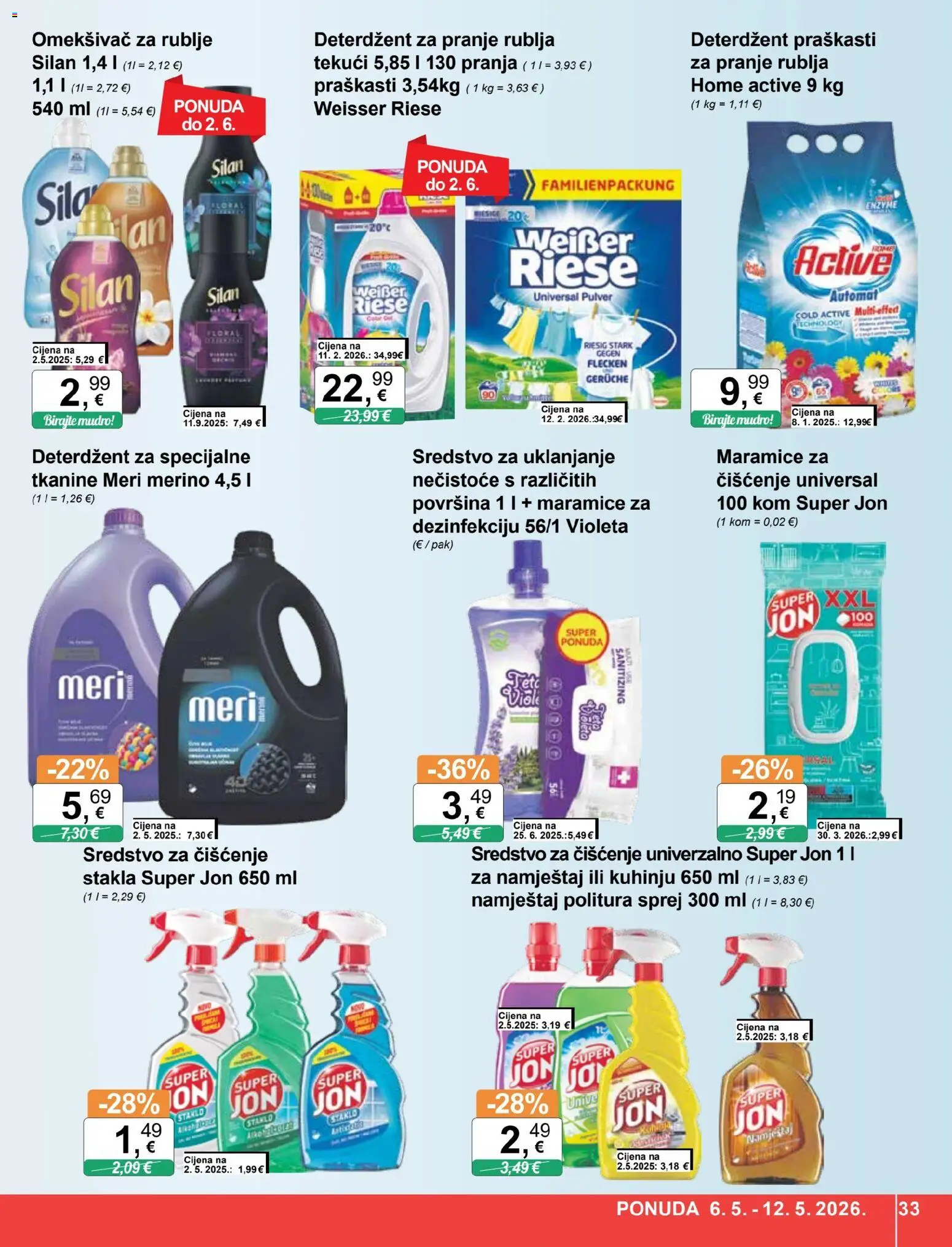 KTC katalog | vrijedi od 06.05.2026 | Stranica: 33 | Proizvodi: Deterdžent za pranje rublja, Deterdžent, Violeta, Meri Merino