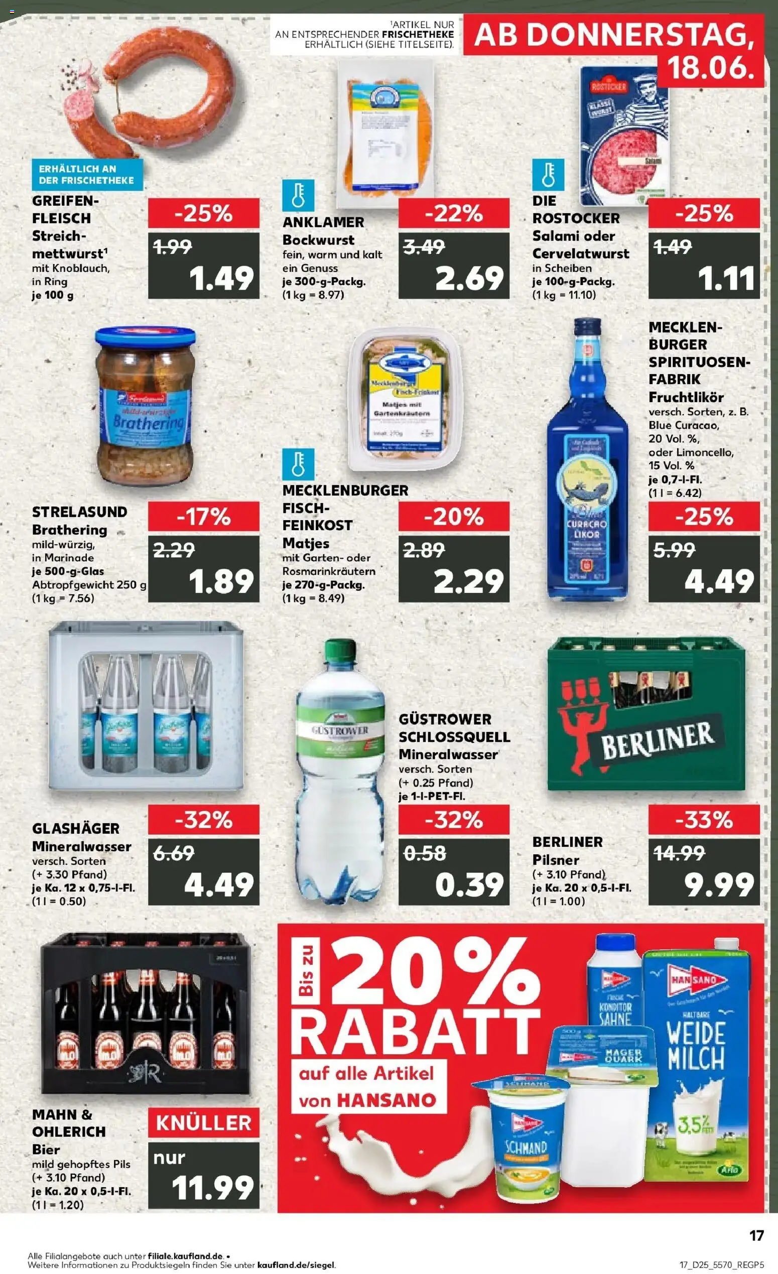 Kaufland Prospekt Demmin – gültig ab 15.06.2026 | Seite: 2 | Produkte: Milch, Likör, Mineralwasser, Fleisch