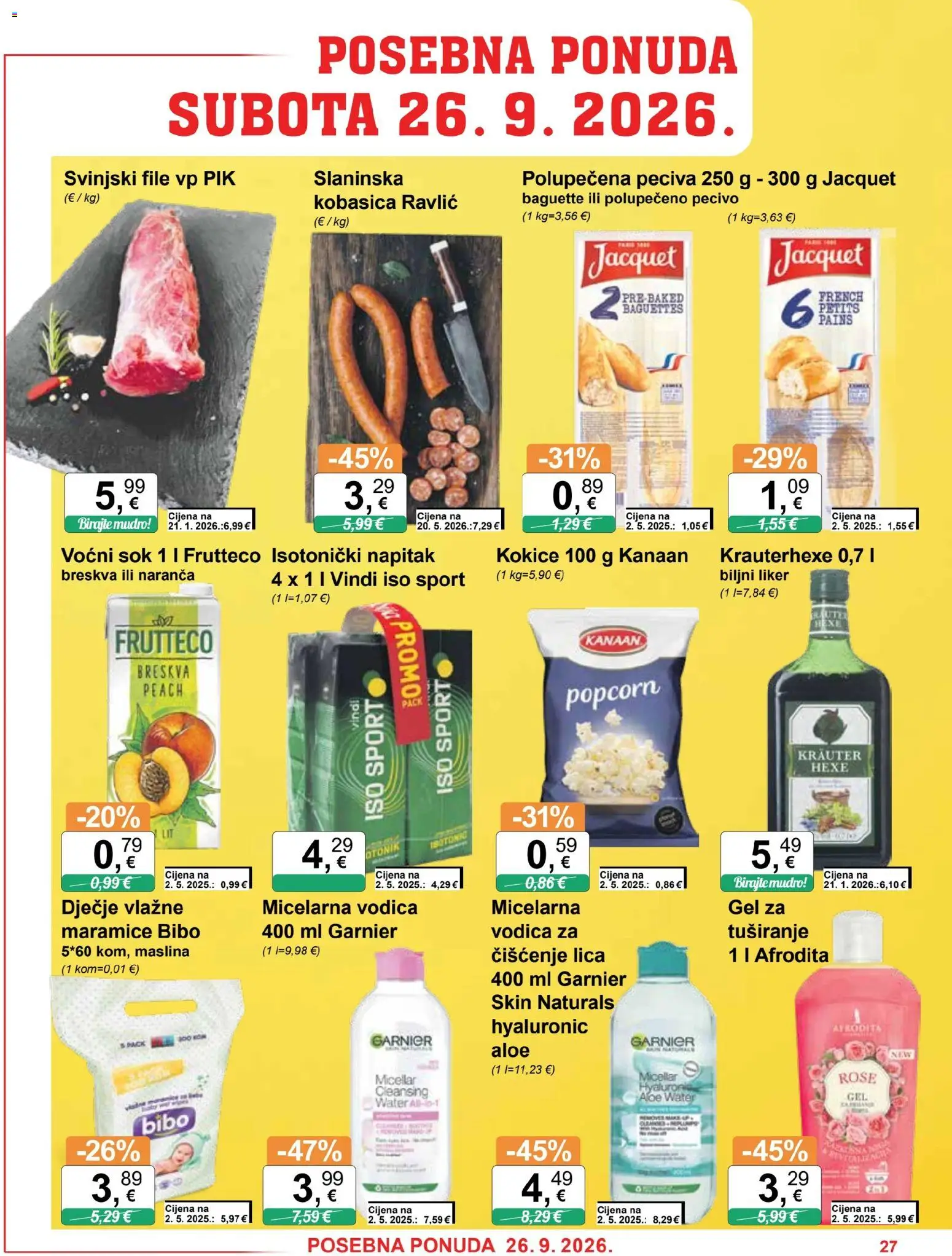KTC katalog | vrijedi od 23.09.2026 | Stranica: 27 | Proizvodi: File, Svinjski file, Voćni sok, Napitak