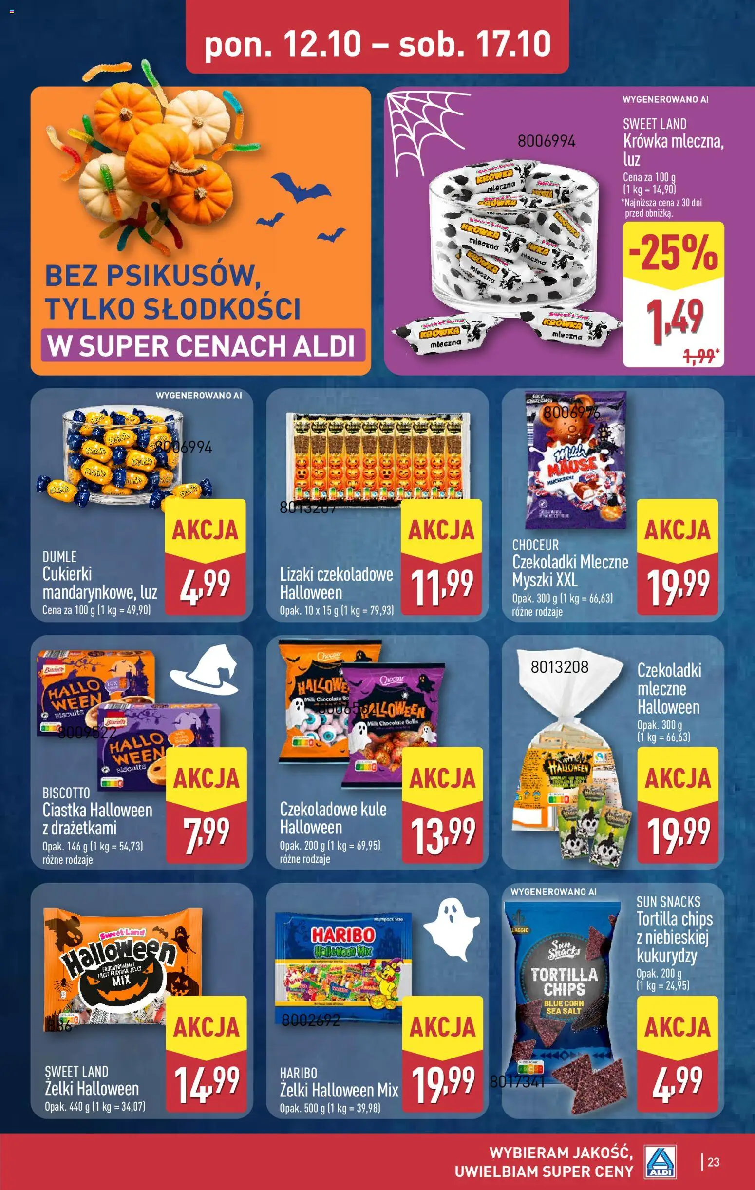 Aldi gazetka od 12.10.2026 | Strona: 23 | Produkty: Tortilla chips, Tortilla, Lizaki, Cukierki