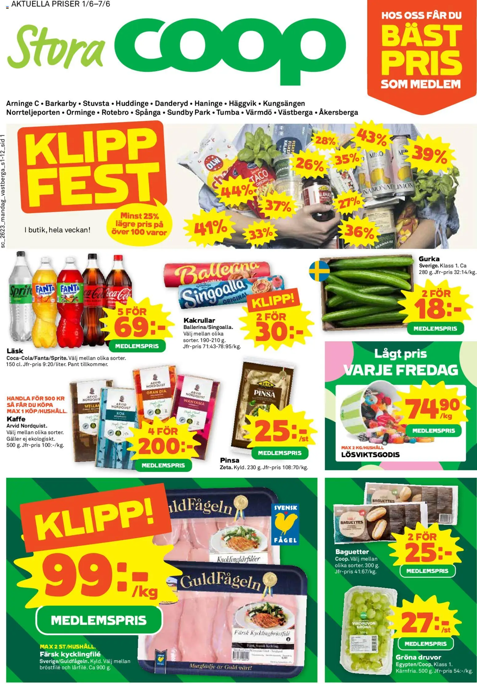 Coop Forum reklamblad aktuell från 01.06.2026 | Sida: 1 | Produkter: Vindruvor, Singoalla, Kaffe, Gurka