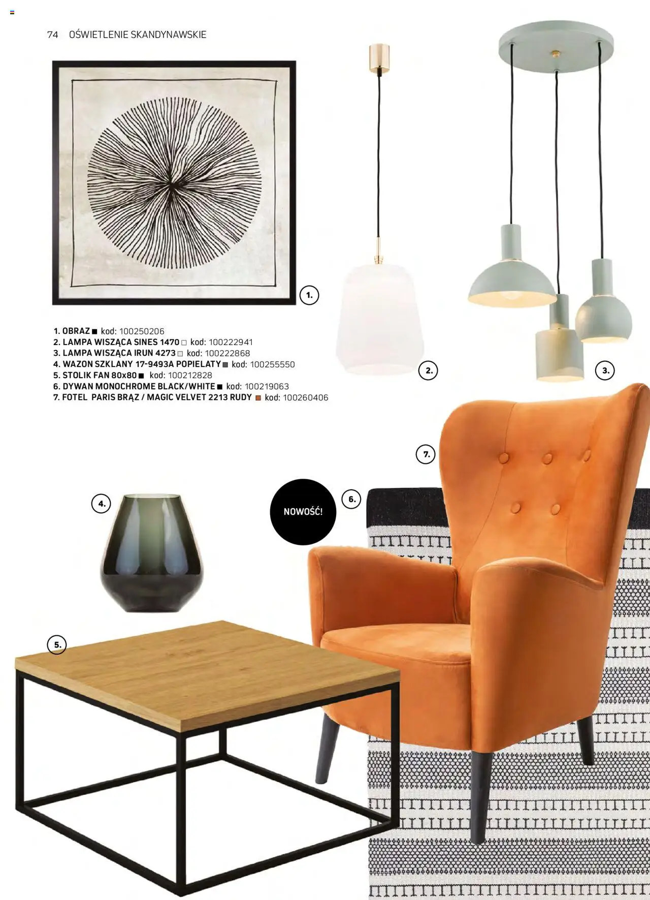 Komfort Gazetka - Katalog Meble od 01.09.2024 | Strona: 74 | Produkty: Fotel, Dywan, Wazon, Lampa