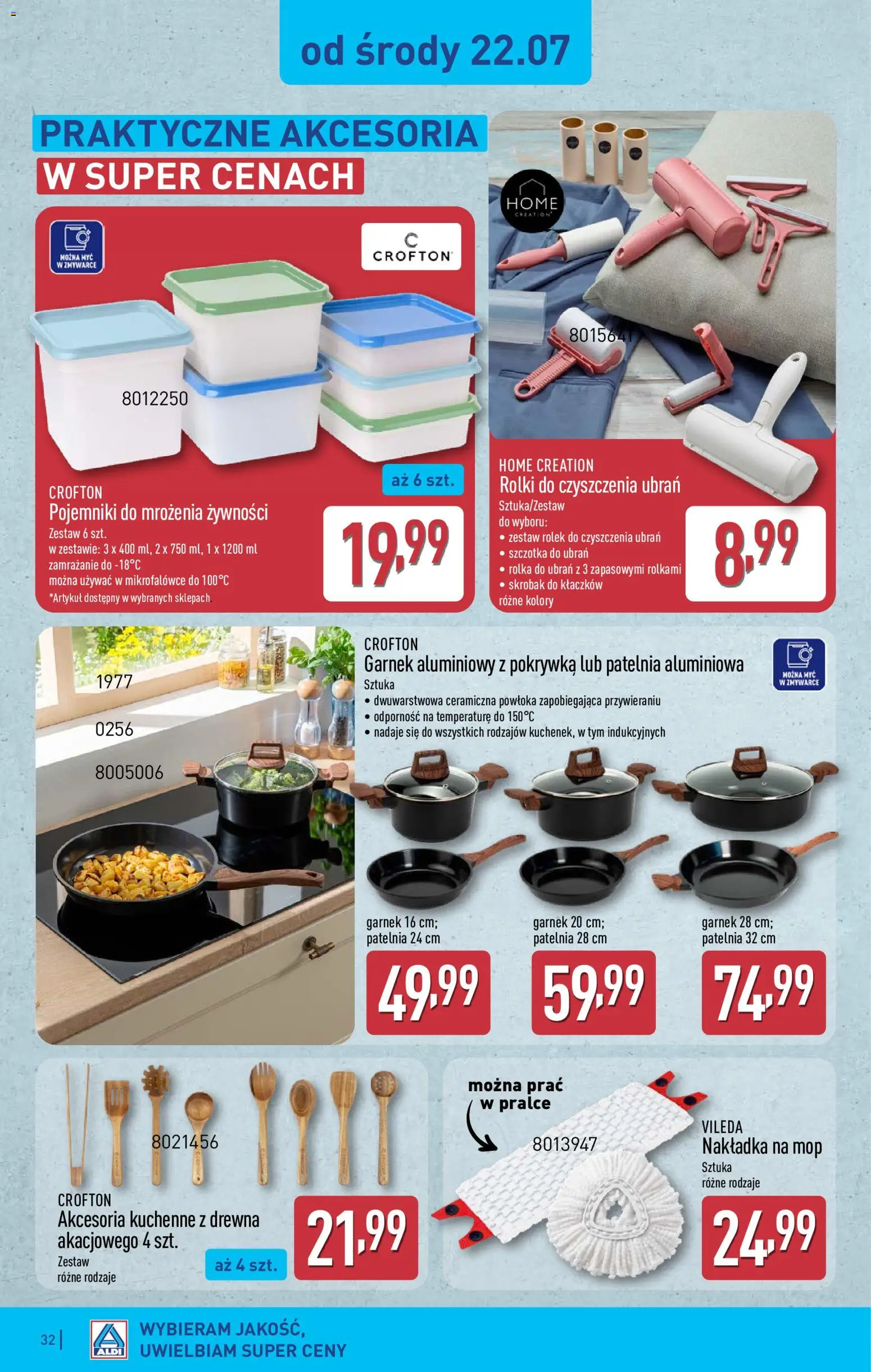 Aldi gazetka od 20.07.2026 | Strona: 32 | Produkty: Rolki, Szczotka, Patelnia, Vileda