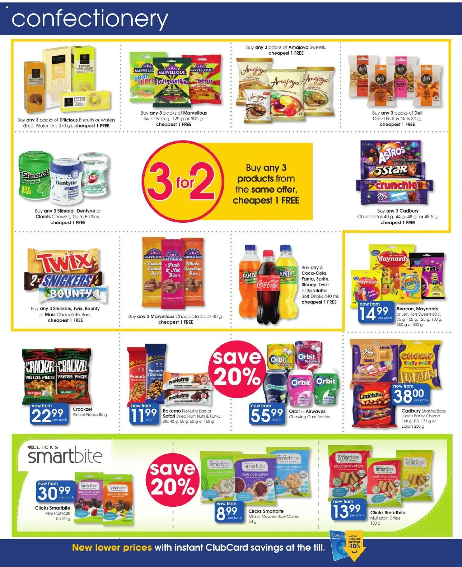 New Clicks catalogue – valid from 22/10/2026 | Page: 50 | Products: Biscuits, Fanta, Snickers, Fruit