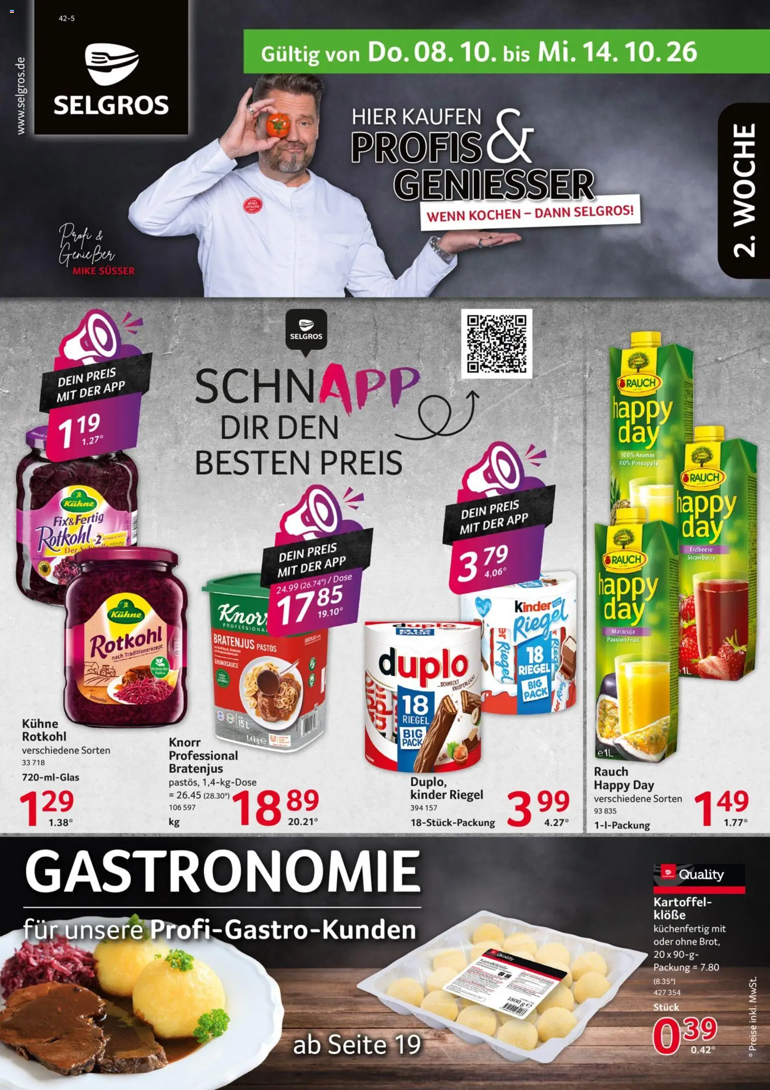 Selgros Prospekt – gültig ab 08.10.2026 | Seite: 1 | Produkte: Rotkohl, Ananas, Knorr, Kinder riegel