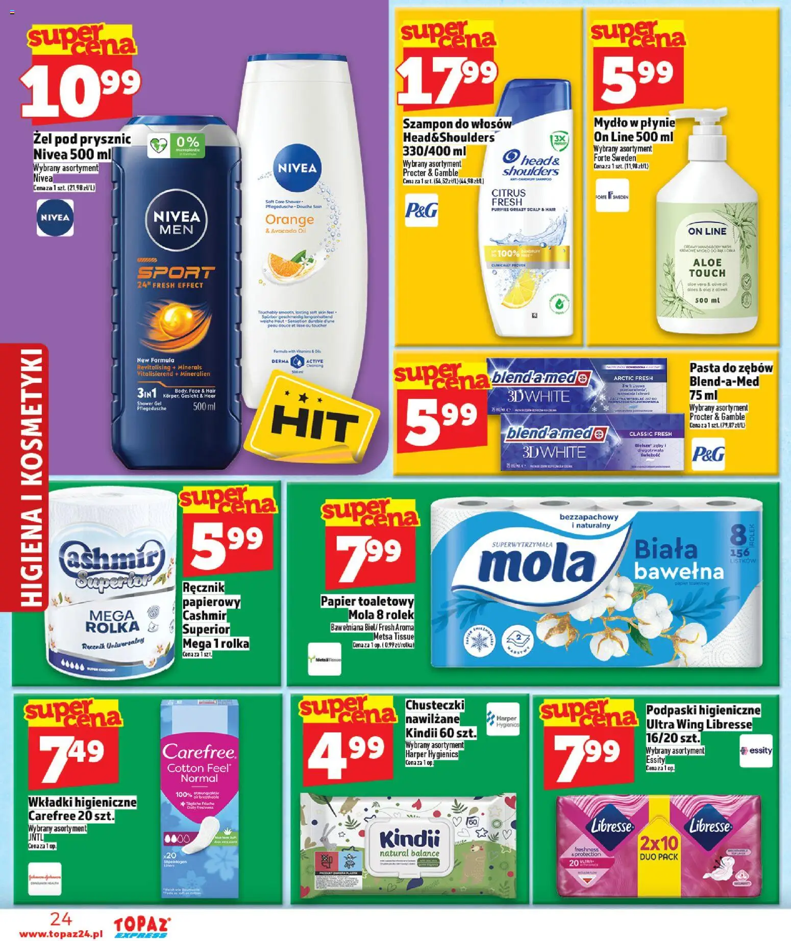 Topaz gazetka - Express od 14.05.2026 | Strona: 24 | Produkty: Mydło w płynie, Wkładki higieniczne, Szampon, Mydło