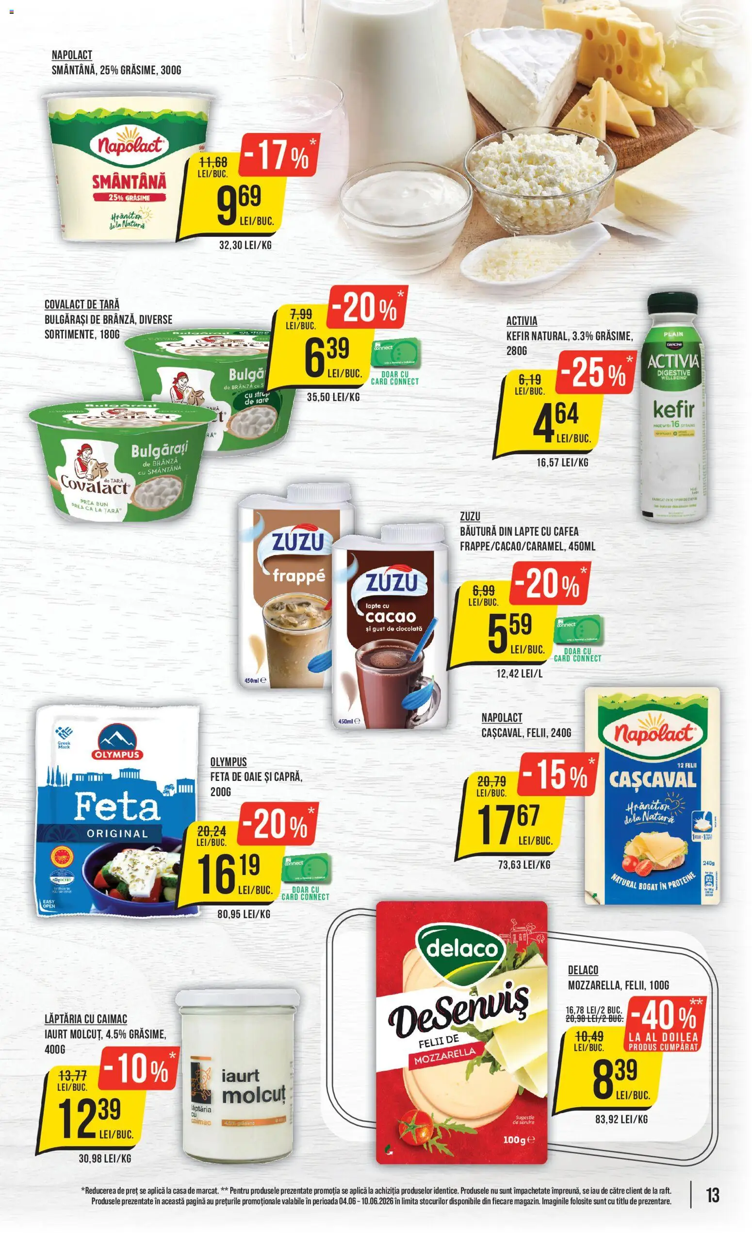 Noul catalog Mega Image – valabil de la 04.06.2026 | Pagină: 13 | Produse: Masaüstü kılıfı, Iaurt, Cacao, Smântână