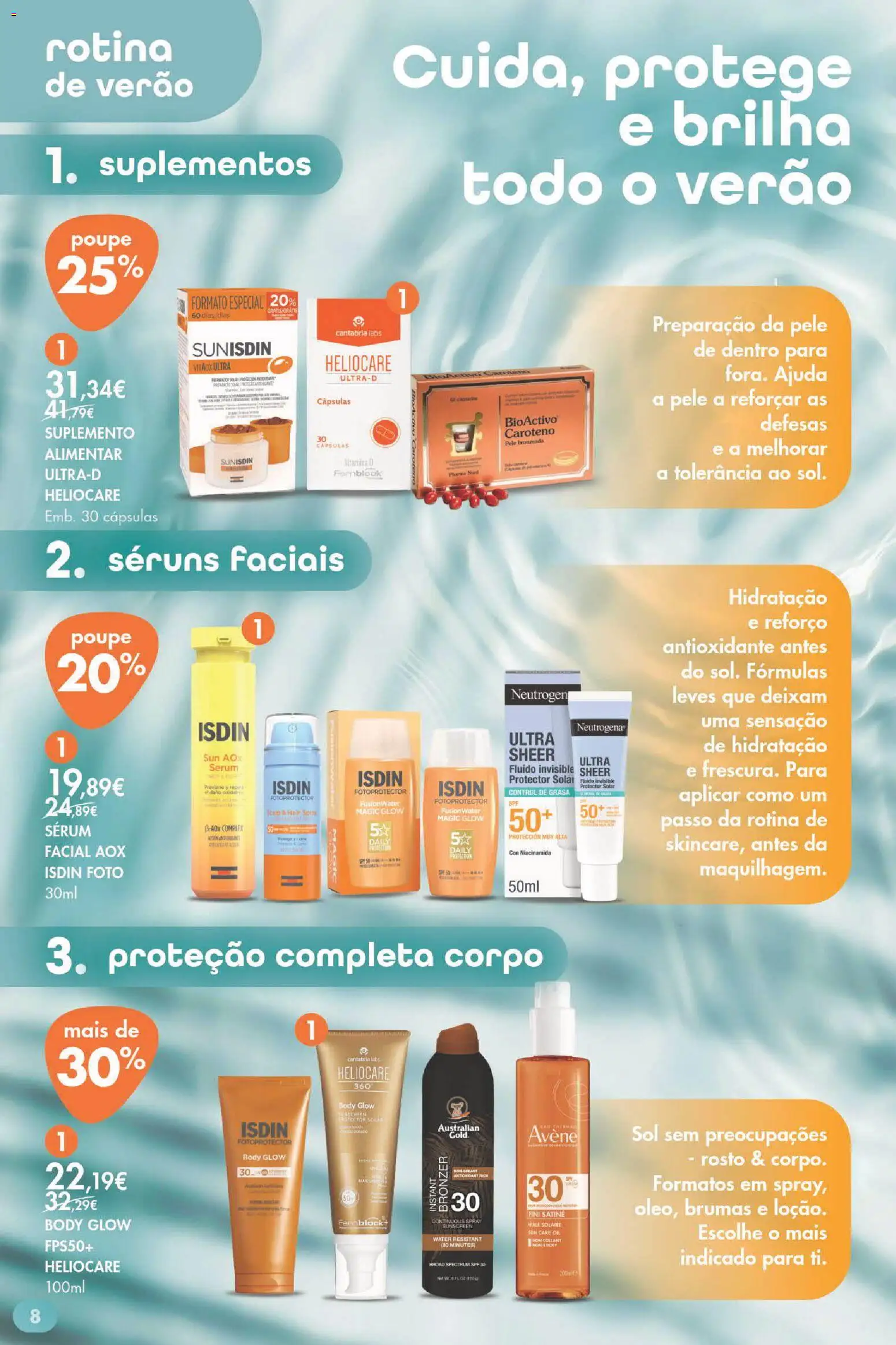 Pingo Doce Bem Estar Verão Lojas │ válido de 02/07/2026 | Página: 8 | Produtos: Bronzer, Sérum, Vitamina d