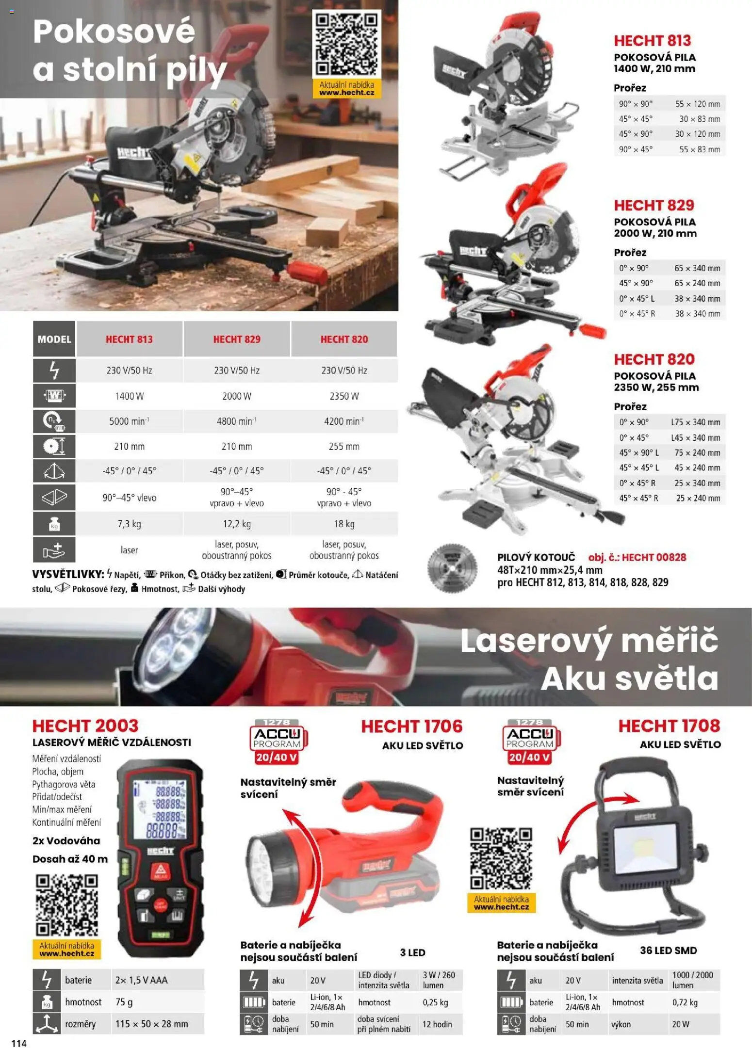 Hecht katalog - Léto - podzim 2026 od 21.08.2026 | Strana: 114 | Produkty: Hecht, Laserový měřič vzdálenosti, Baterie, LED světlo