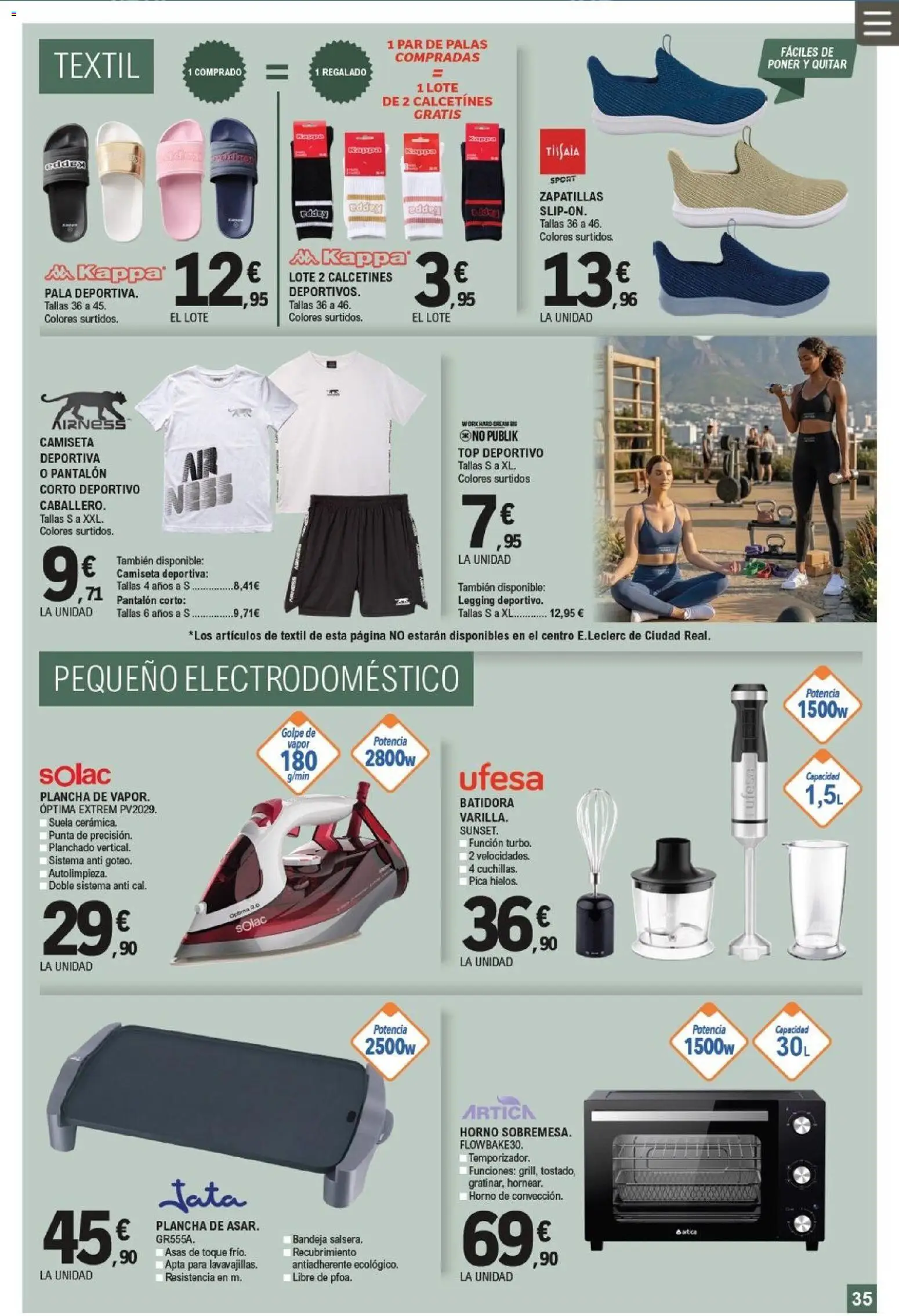 E.Leclerc folleto │ válido desde el 04.05.2026 | Página: 35 | Productos: Horno, Plancha, Camiseta deportiva, Bandeja
