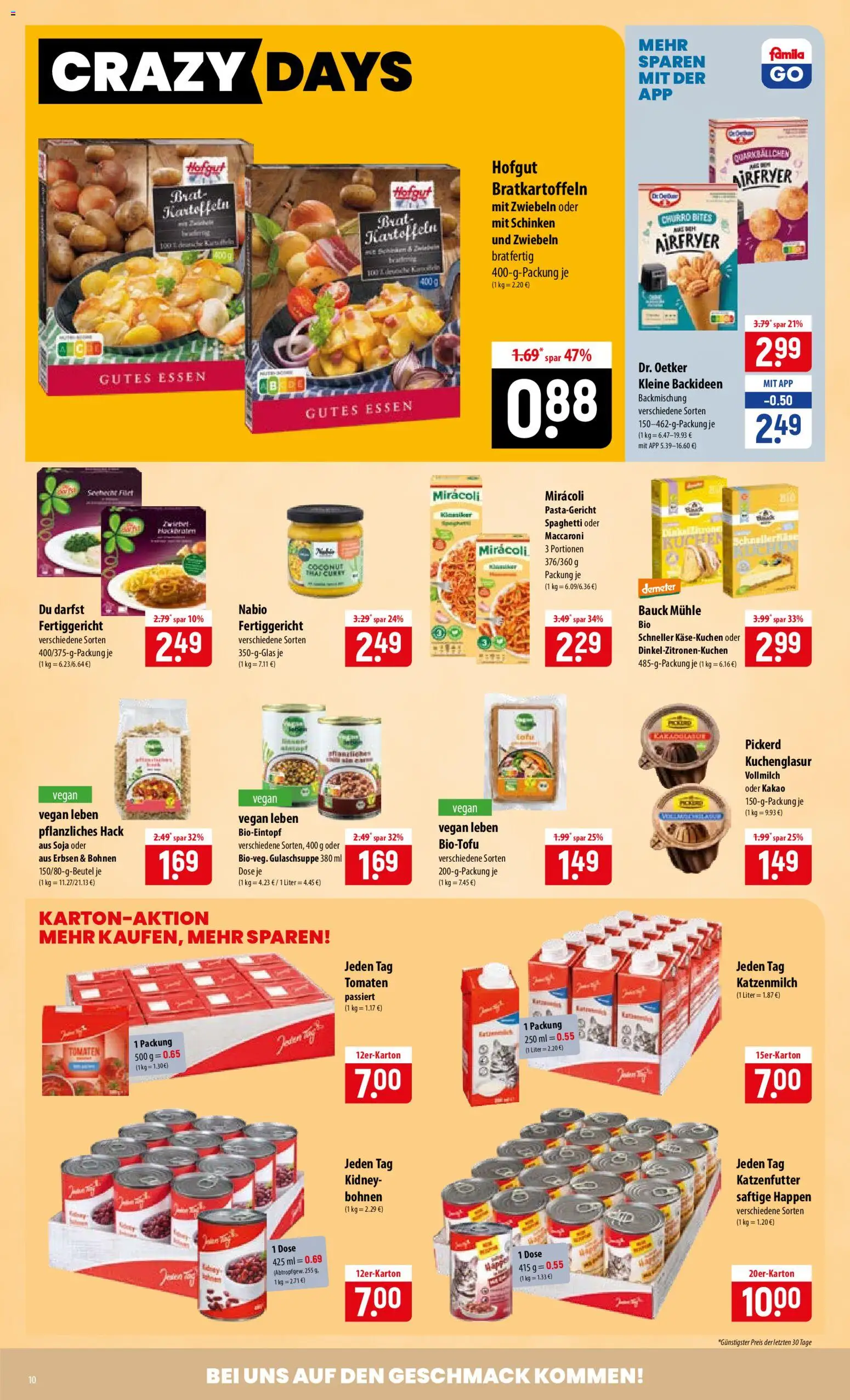 Famila Prospekt – gültig ab 31.08.2026 | Seite: 10 | Produkte: Katzenfutter, Kartoffeln, Kuchen, Erbsen