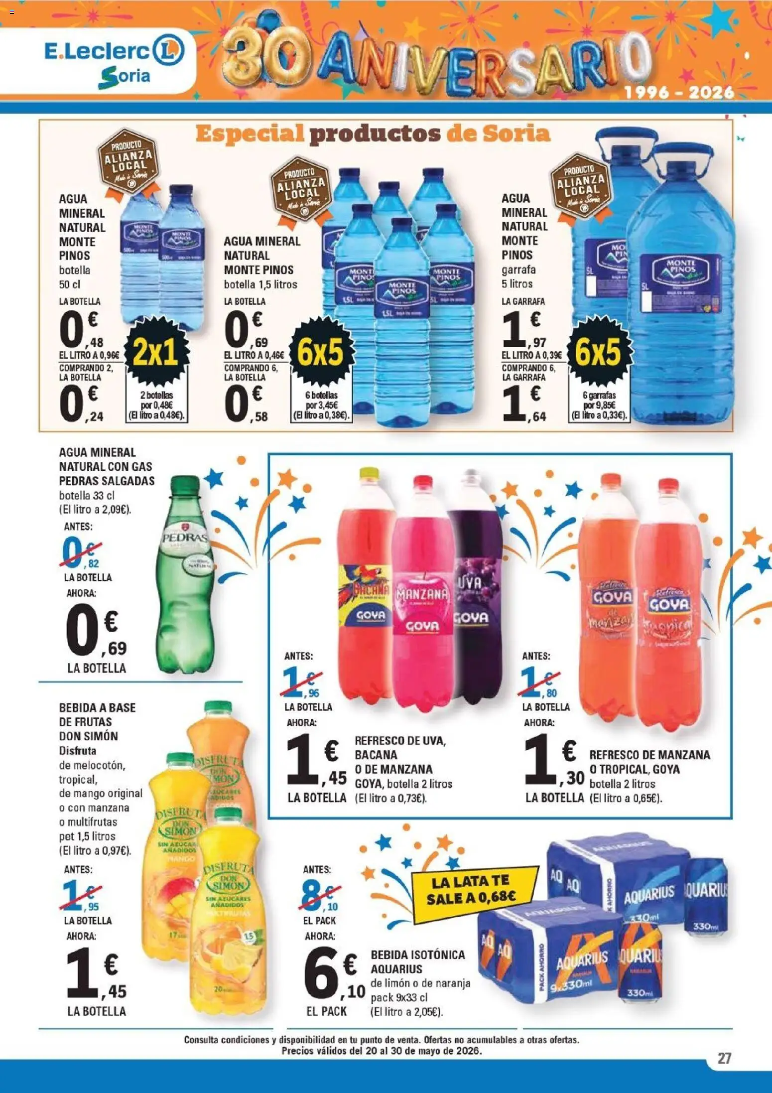 E.Leclerc Soria │ válido desde el 20.05.2026 | Página: 27 | Productos: Manzana, Té, Ρούτερ, Agua mineral