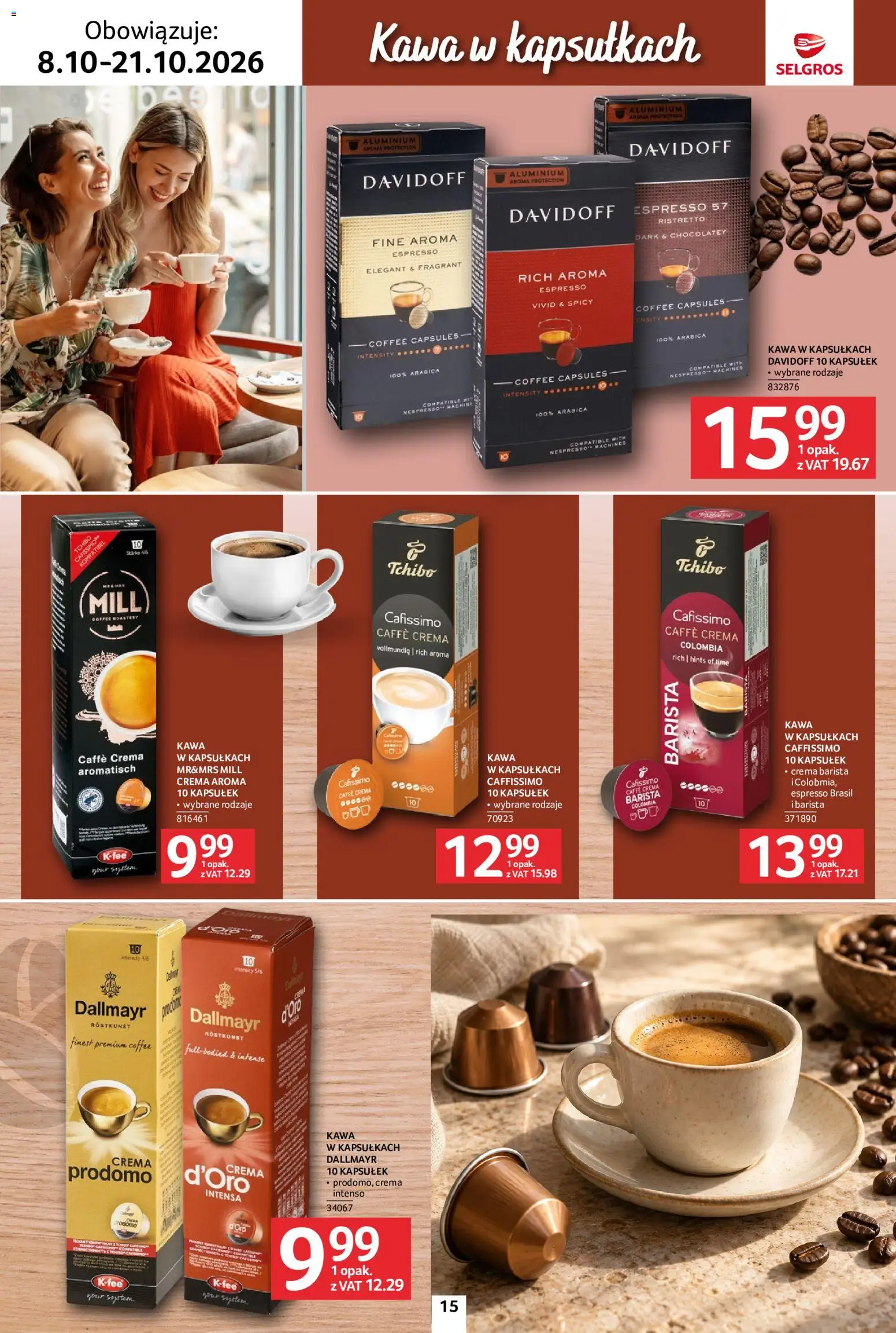 Selgros cash&carry gazetka - Kawa i herbata od 08.10.2026 | Strona: 15 | Produkty: Dallmayr, Kawa w kapsułkach, Tchibo, Kawa
