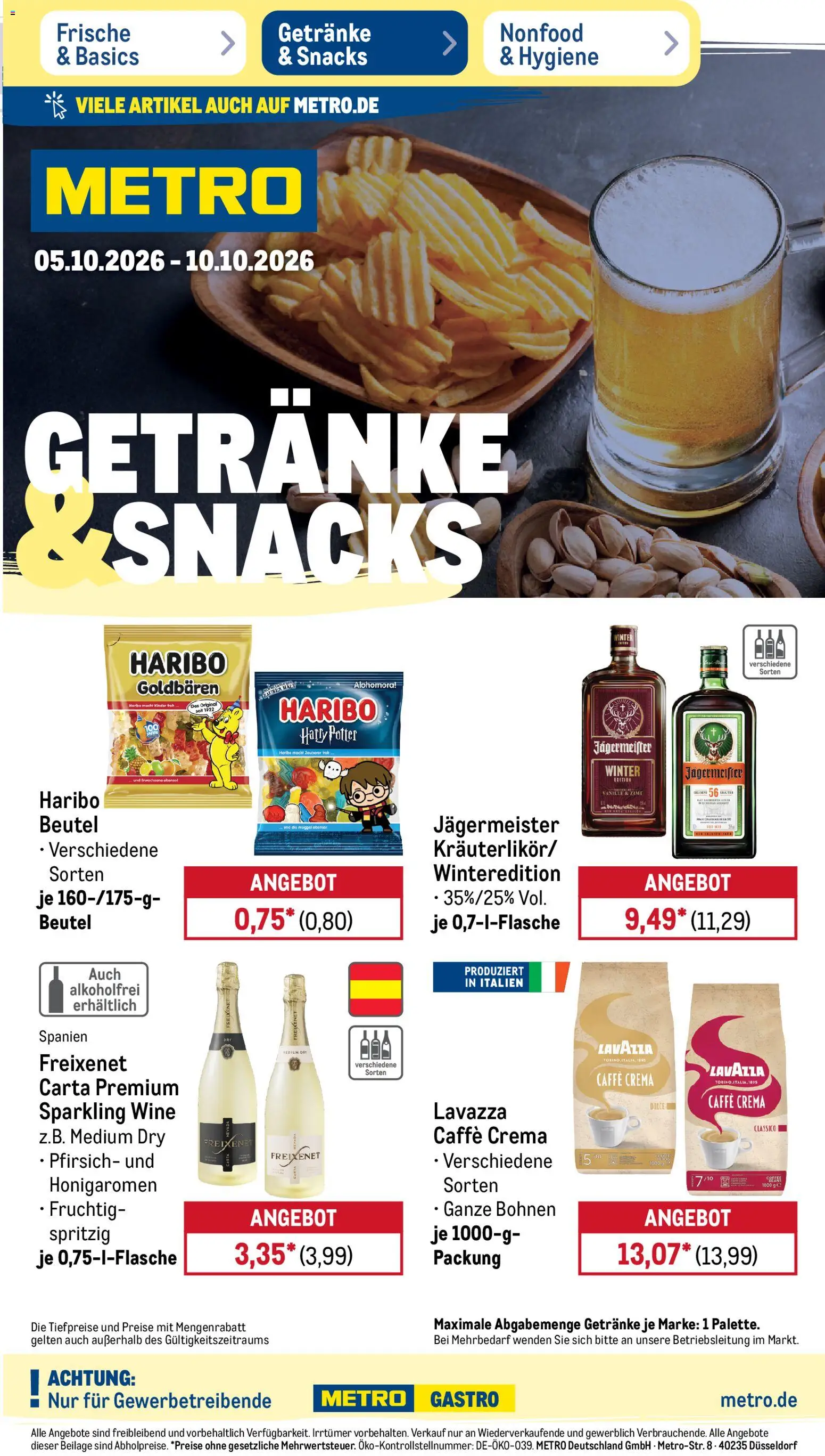 Metro NonFood-Angebote – gültig ab 05.10.2026 | Seite: 14 | Produkte: Lavazza, Haribo, Freixenet, Pfirsich