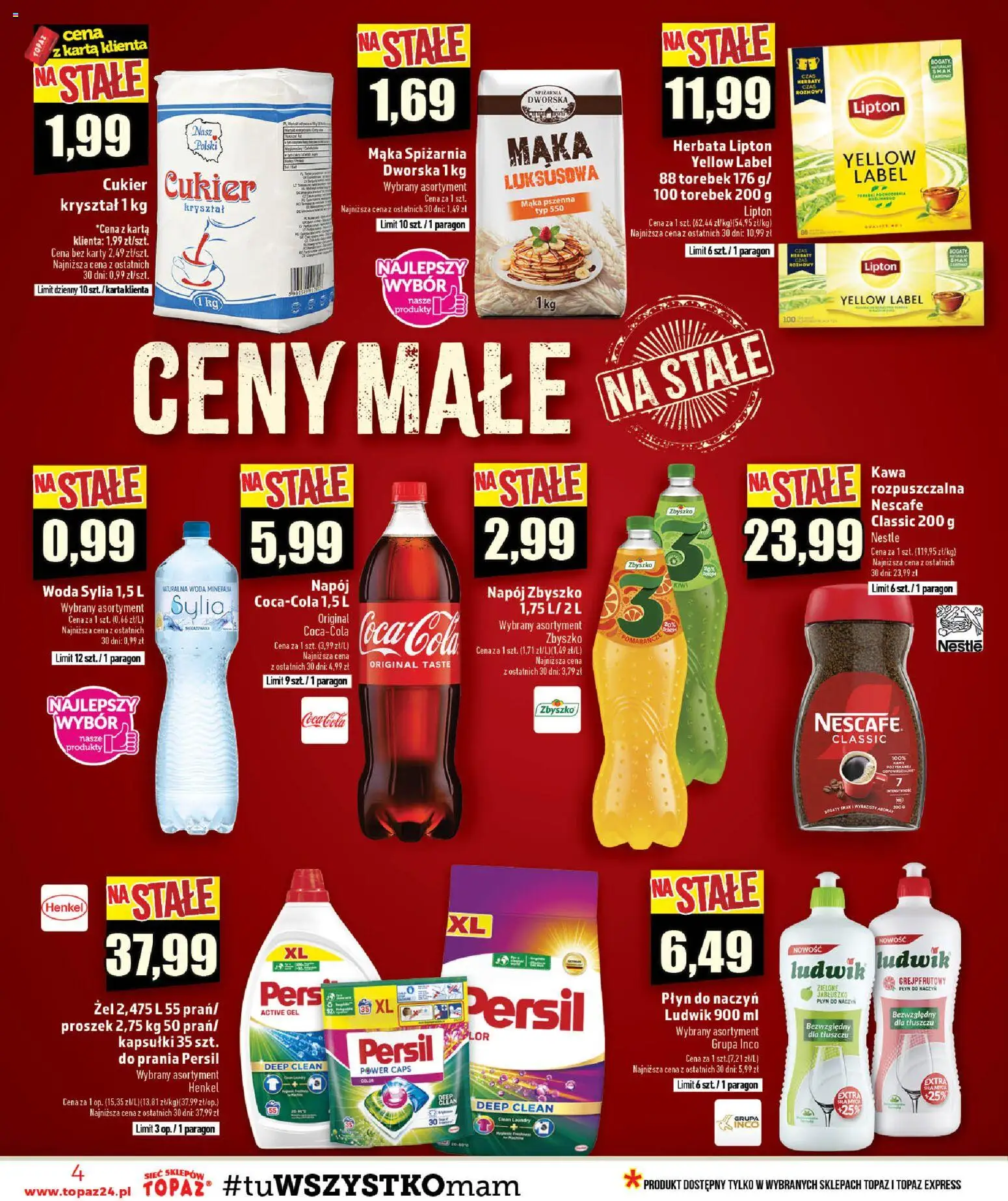 Topaz gazetka - Ceny małe na stałe od 30.07.2026 | Strona: 4 | Produkty: Karta, Herbata, Kiwi, Cukier