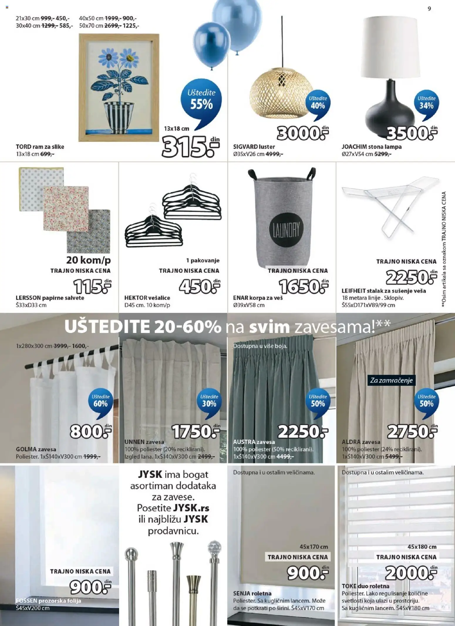 Jysk katalog - važi od 15.04.2026 | Strana: 9 | Proizvode: Roletna, Luster, Lampa, Pakovanje