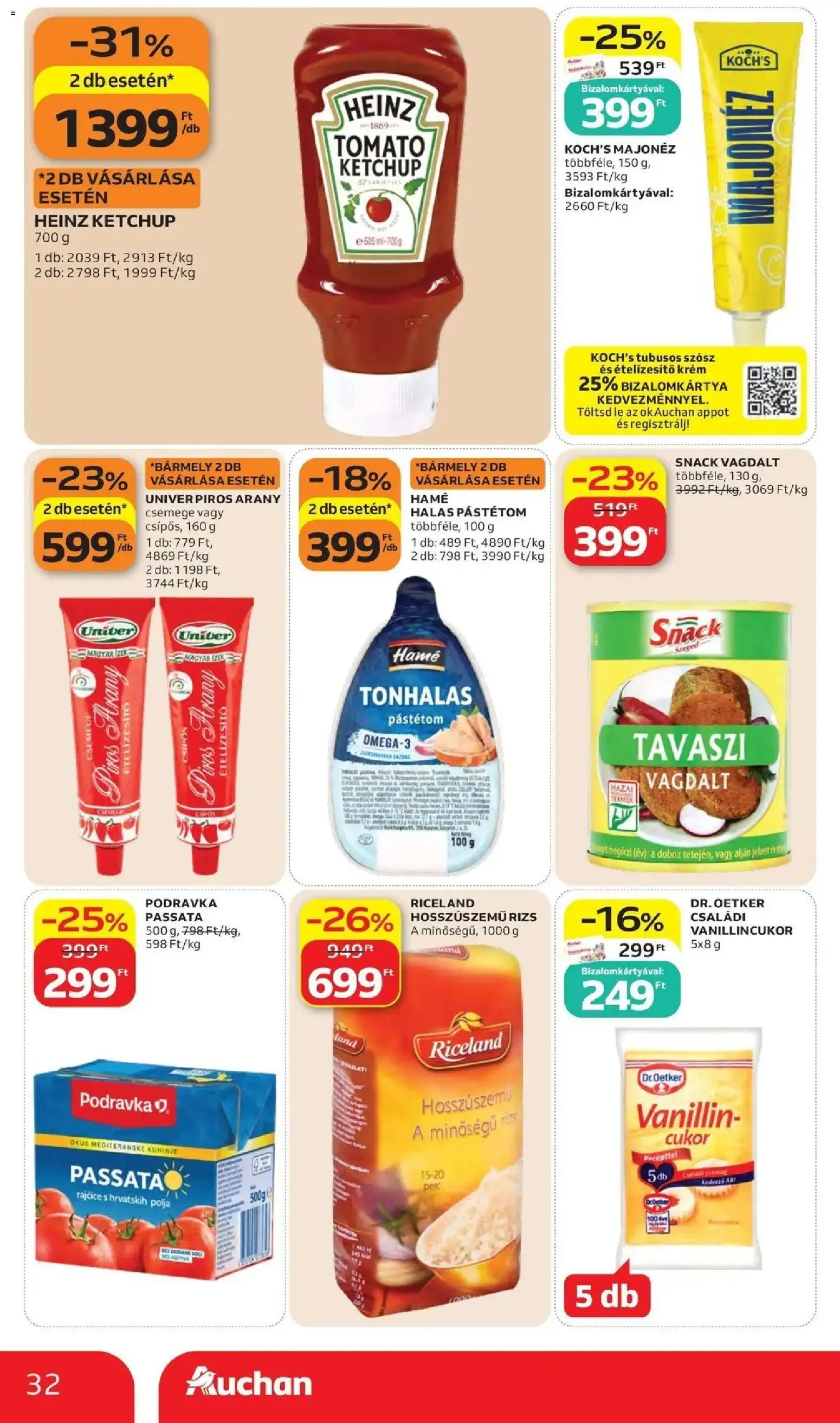 Auchan akciós újság Szolnok - 2026.10.15. -tól/töl > akció, lapozható szórólap 🛍️ | Oldal: 32 | Termékek: Vanillincukor, Majonéz, Szósz, Cukor