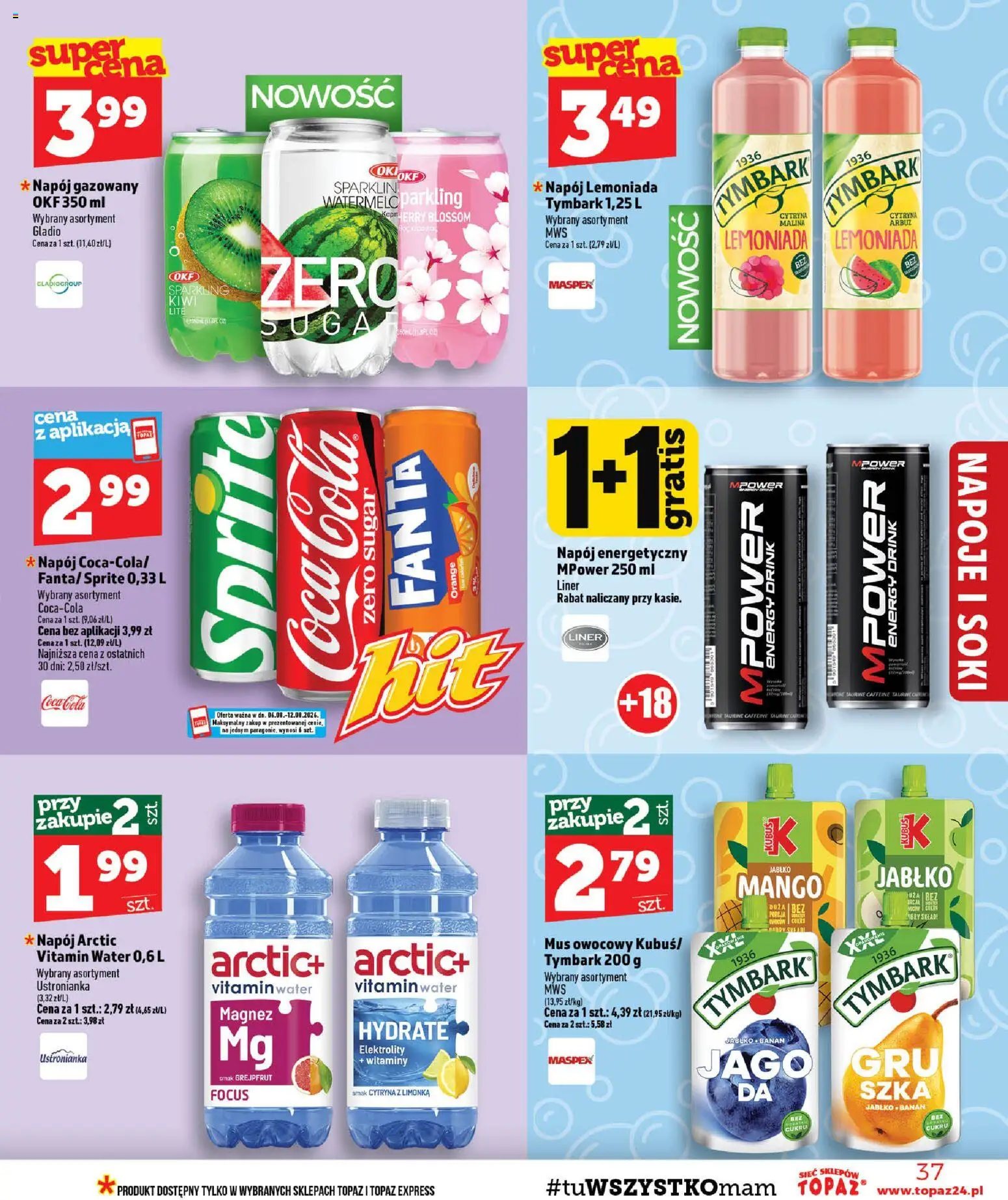 Topaz gazetka od 06.08.2026 | Strona: 37 | Produkty: Cytryna, Mango, Napoje, Soki