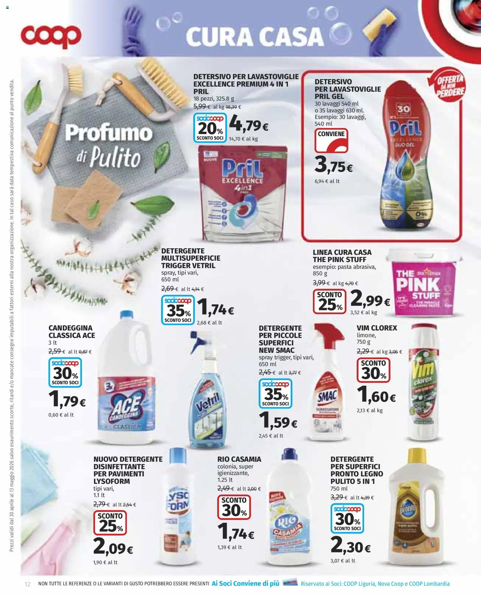 Volantino COOP del 30.04.2026 | Pagina: 12 | Prodotti: Detersivo per lavastoviglie, Data, The, Profumo