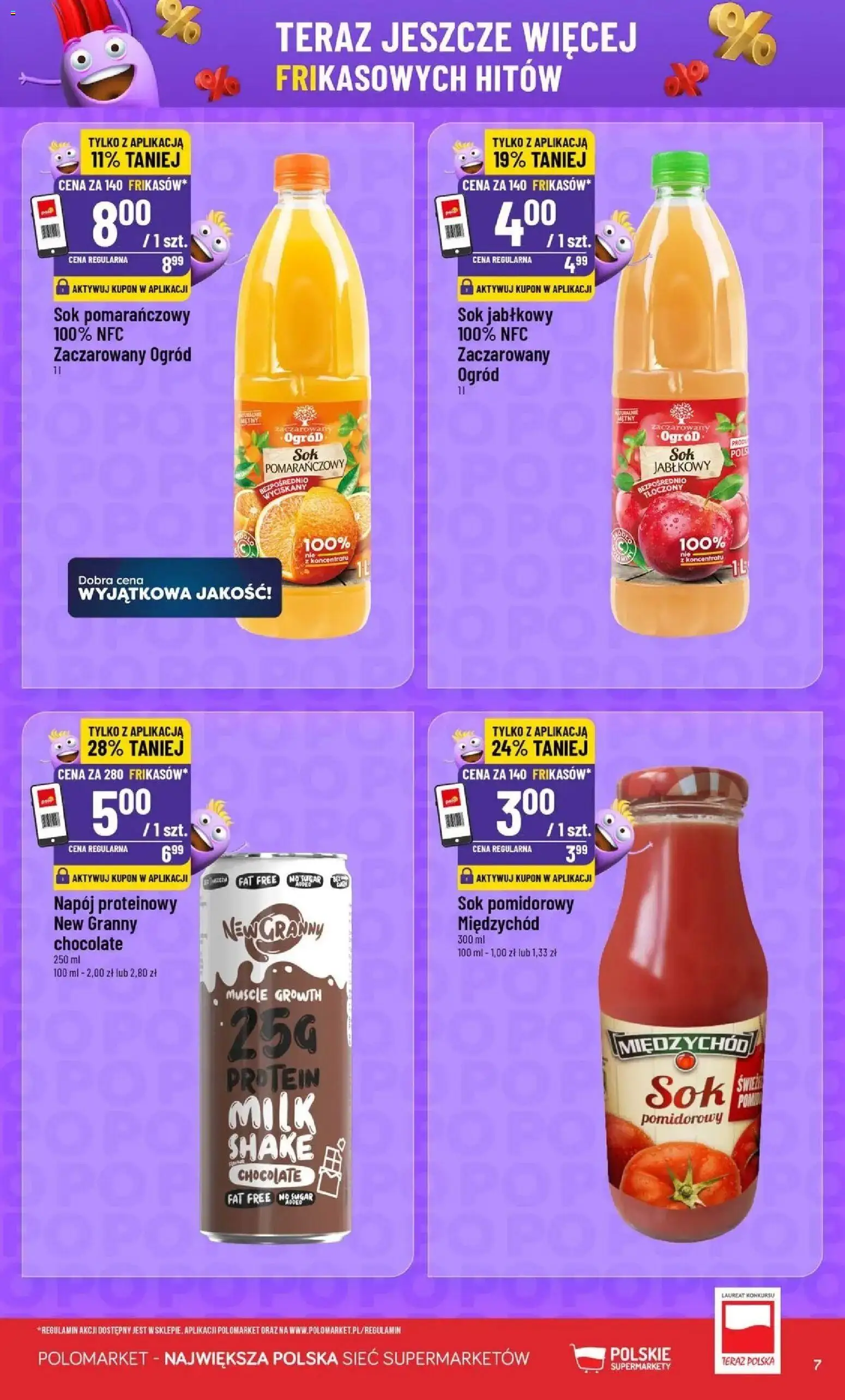 Nowa POLOmarket gazetka od jutra 23.09.2026 | Strona: 7 | Produkty: Sok pomarańczowy, Sok jabłkowy, Sok pomidorowy, Sok