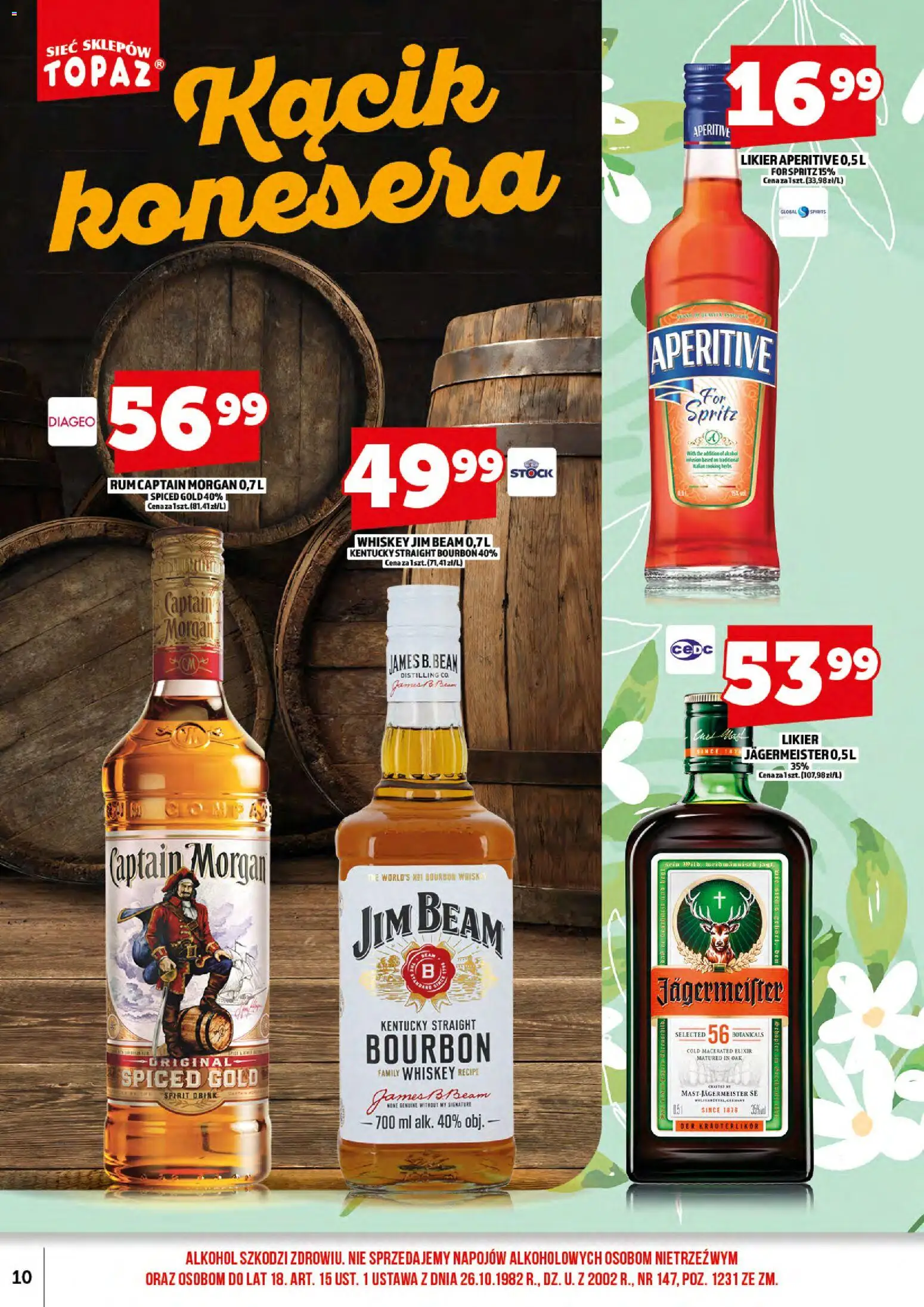 Topaz gazetka alkoholowa od 17.07.2026 | Strona: 12 | Produkty: Bourbon, Jim Beam, Captain Morgan, Jagermeister