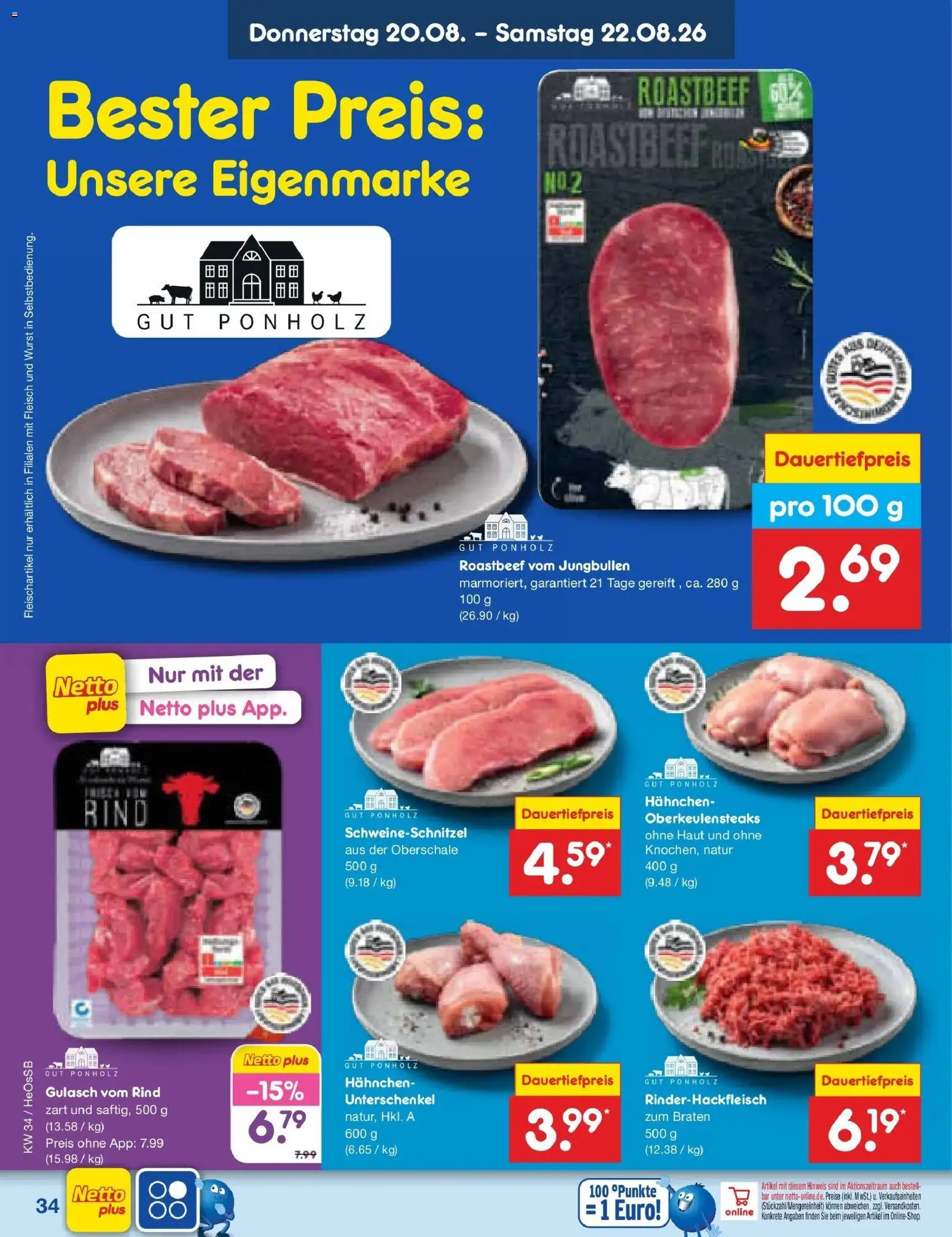 Netto Marken-Discount Prospekt Kröpelin – gültig ab 17.08.2026 | Seite: 48 | Produkte: Hahnchen, Gulasch, Wurst, Fleisch
