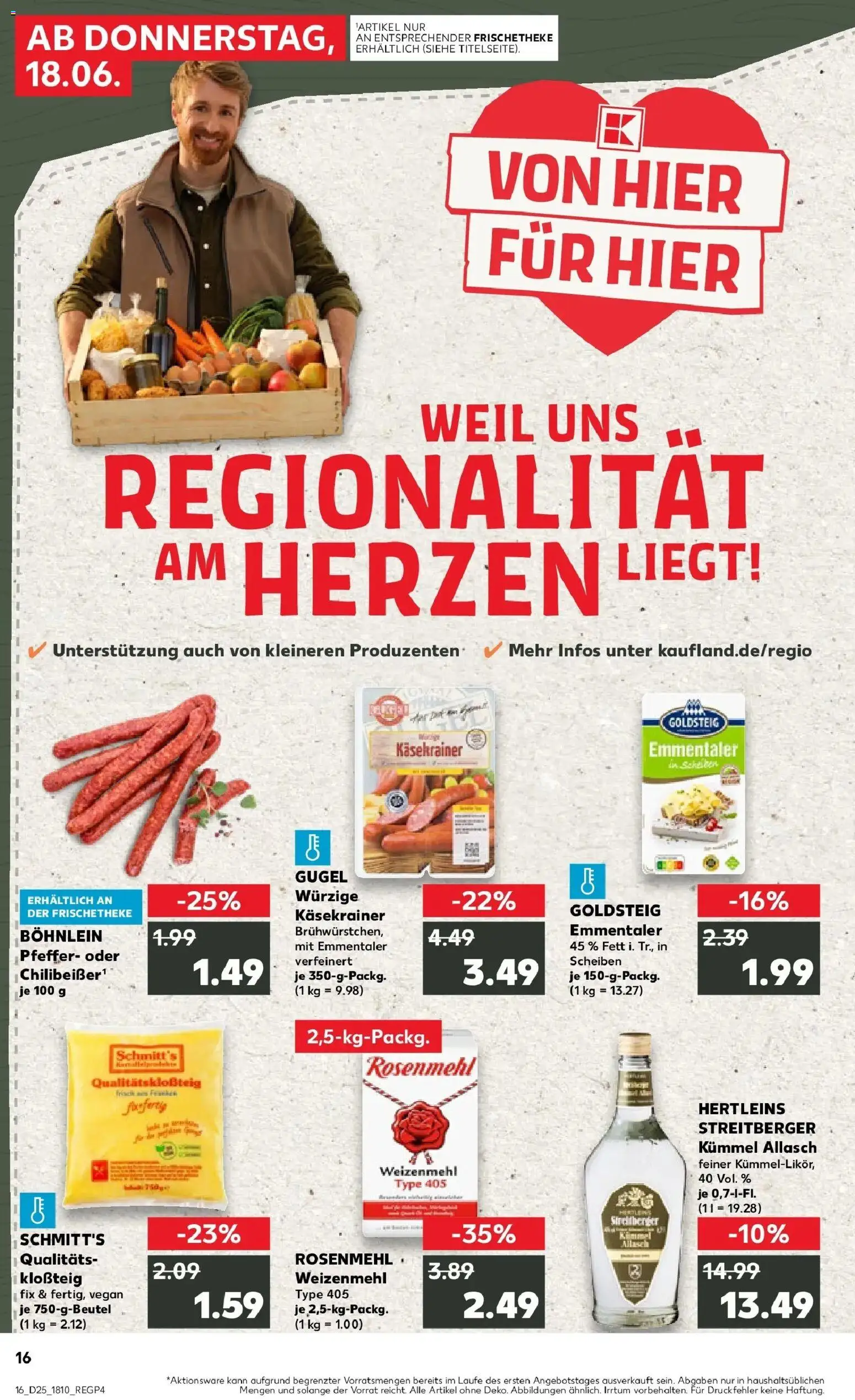 Kaufland Prospekt Pegnitz – gültig ab 15.06.2026 | Seite: 1 | Produkte: Käsekrainer, Weizenmehl, Pfeffer