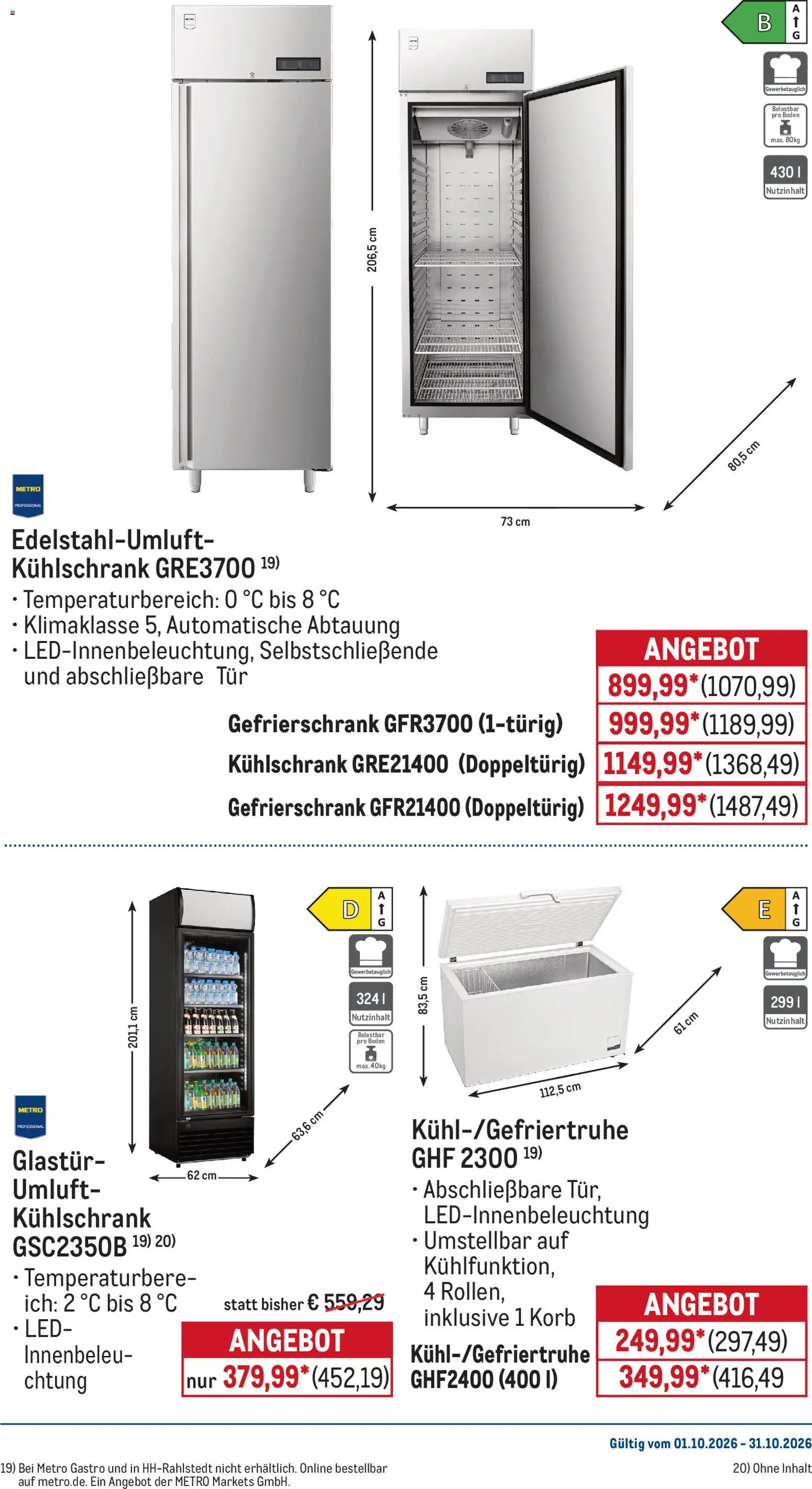 Metro Monats-Menü – gültig ab 01.10.2026 | Seite: 37 | Produkte: Gefrierschrank, Korb, Tür, Kühlschrank