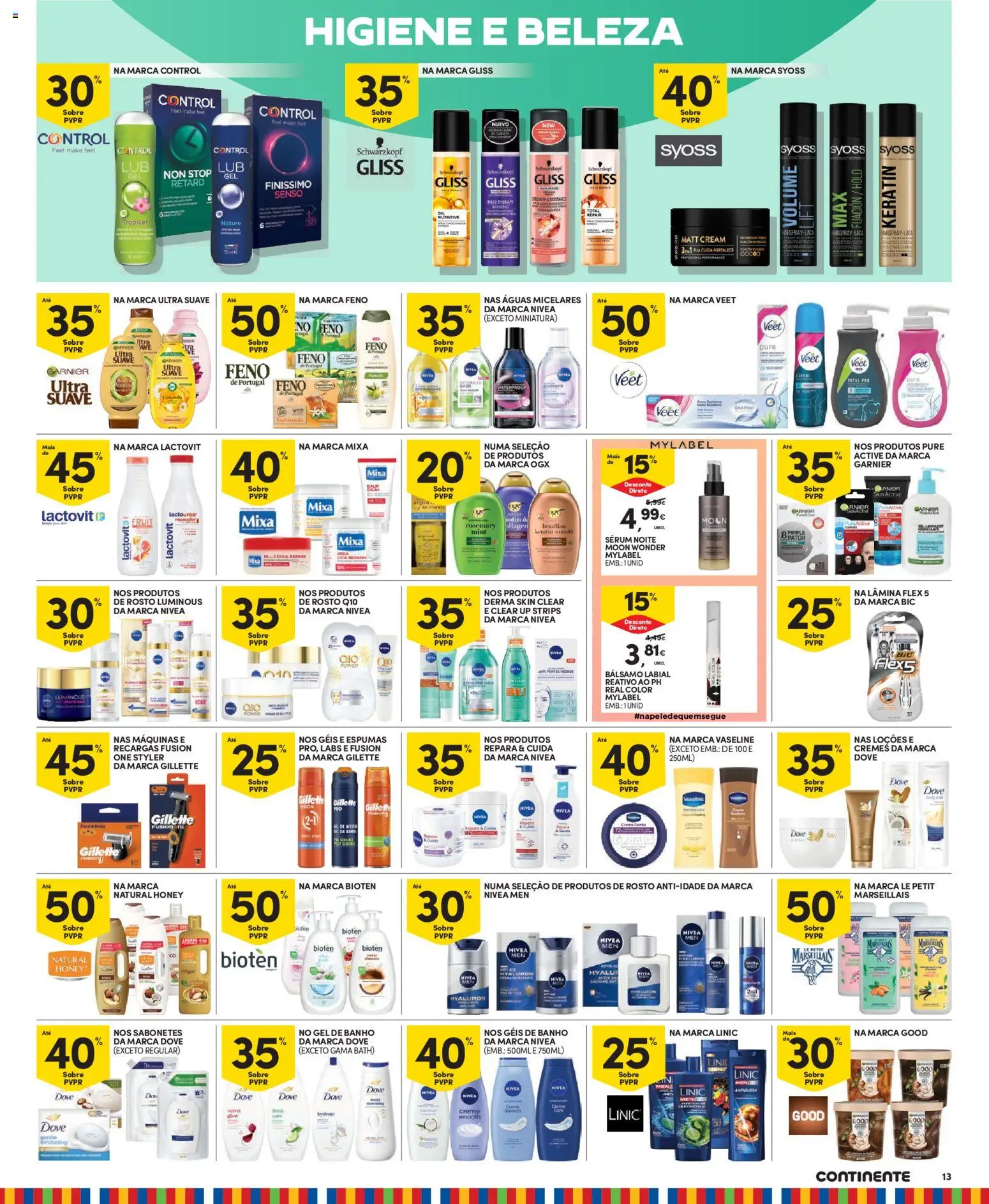 Continente folheto Madeira │ válido de 27/10/2026 | Página: 13 | Produtos: Gel de banho, Caldo, Bálsamo labial, Creme
