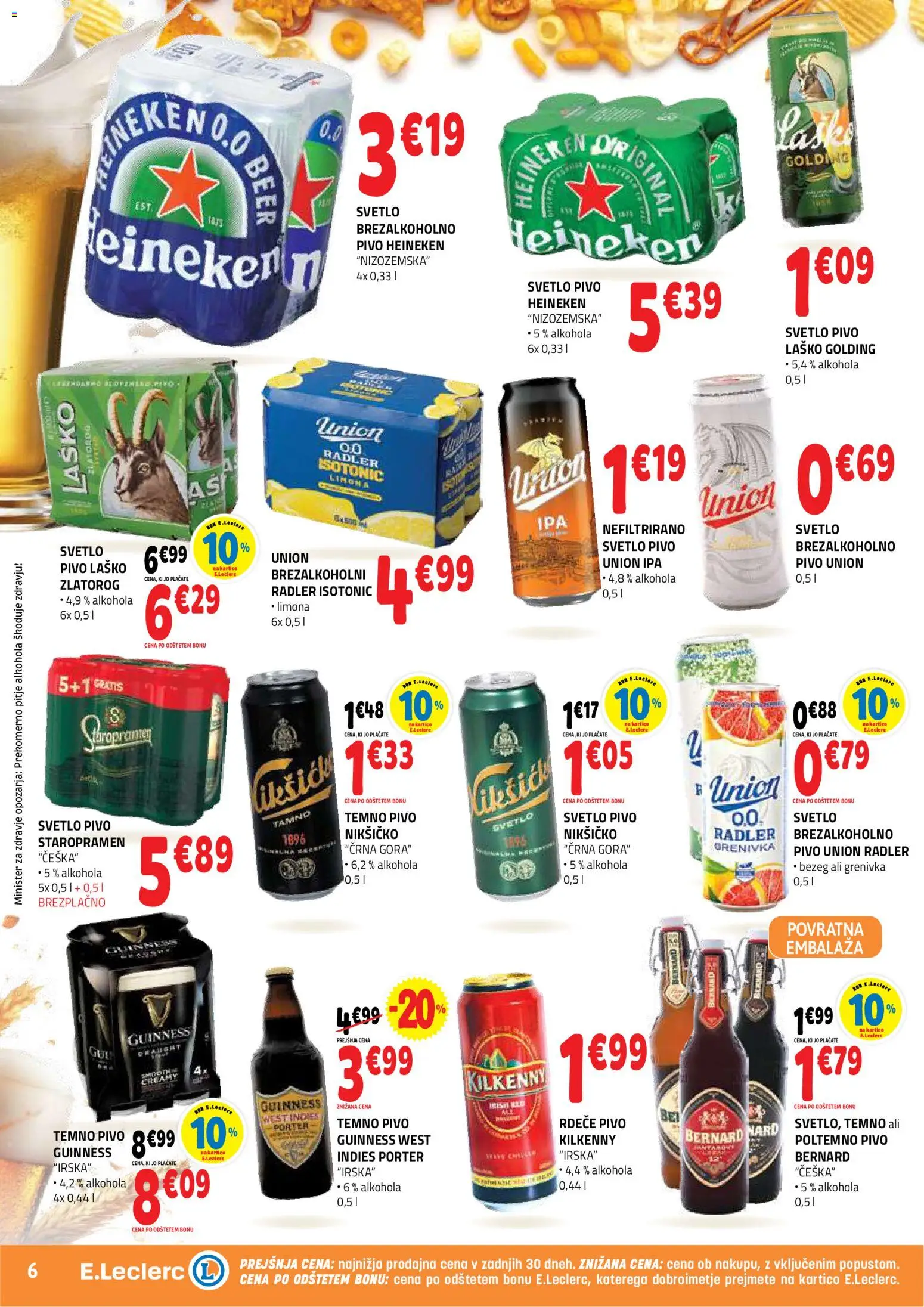 Novi E.leclerc katalog ponudbe – veljaven od 08.07.2026 | Stran: 6 | Izdelki: Falafel, Radler, Grenivka, Limona