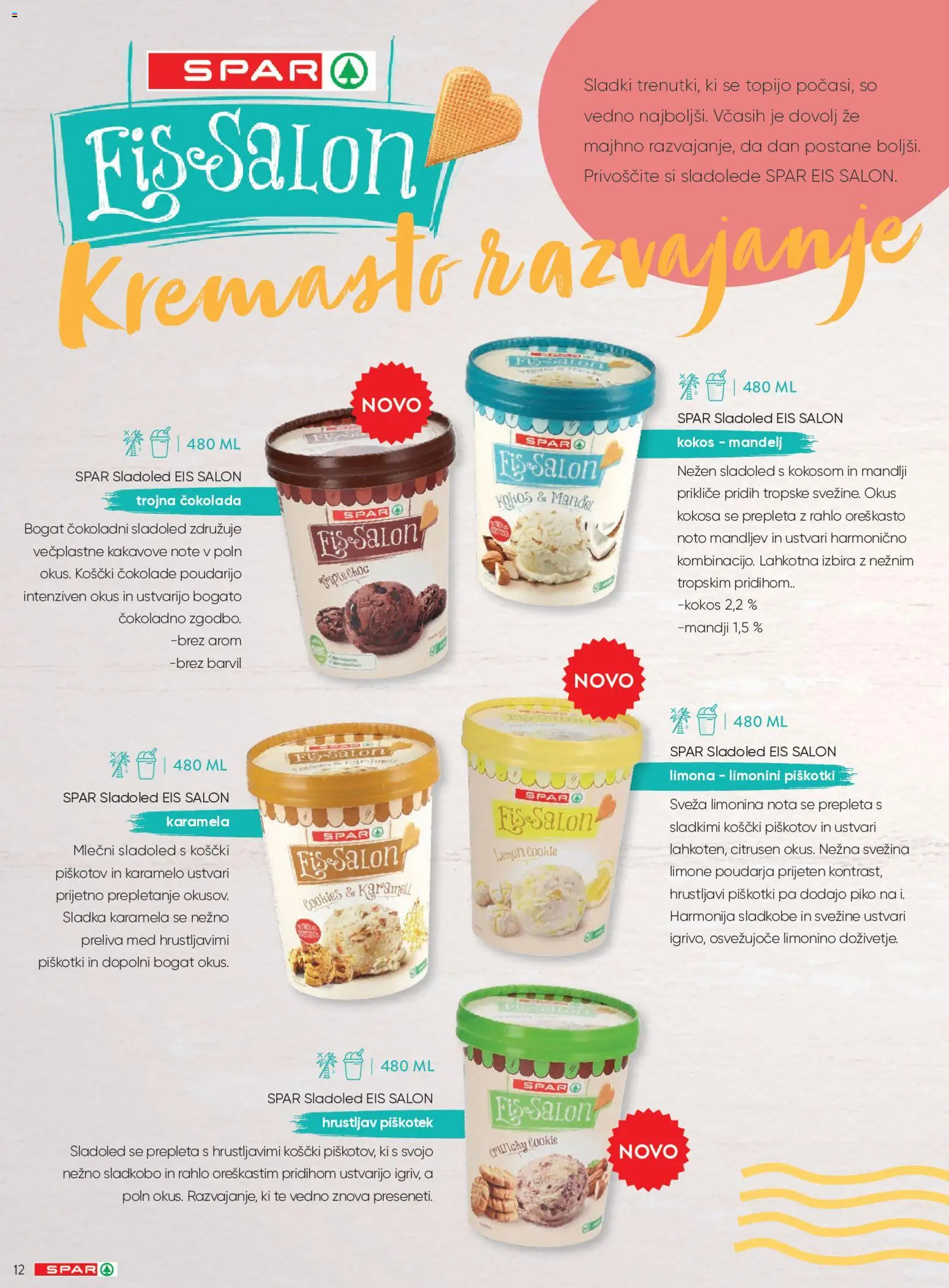Novi Spar katalog ponudbe – veljaven od 20.04.2026 | Stran: 12 | Izdelki: Mandlji, Cokolada, Sladoled, Limona