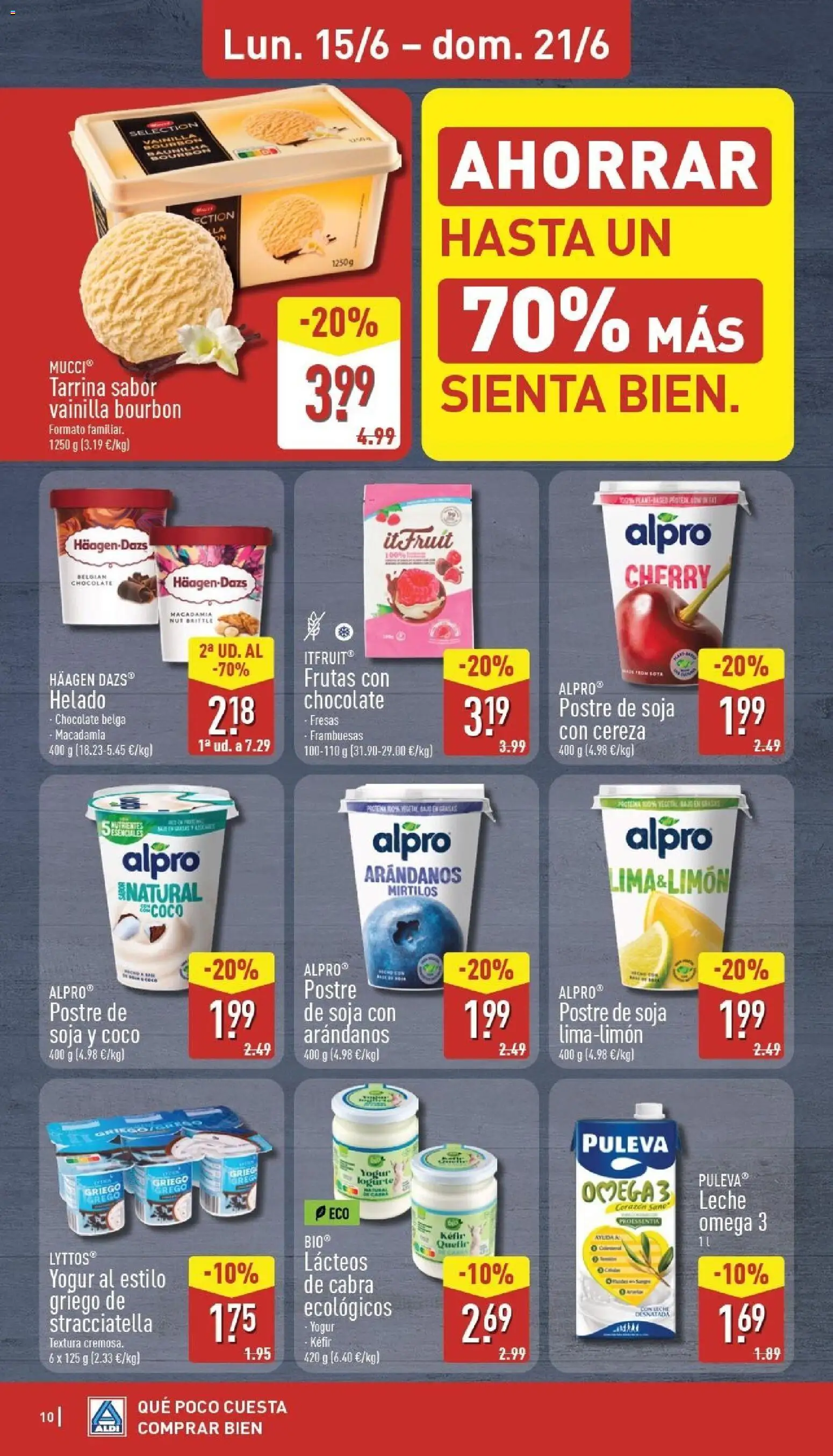 Aldi folleto Canarias │ válido desde el 15.06.2026 | Página: 10 | Productos: Δοχείο φοντί, Leche, Τυρόπιτα, Fresas