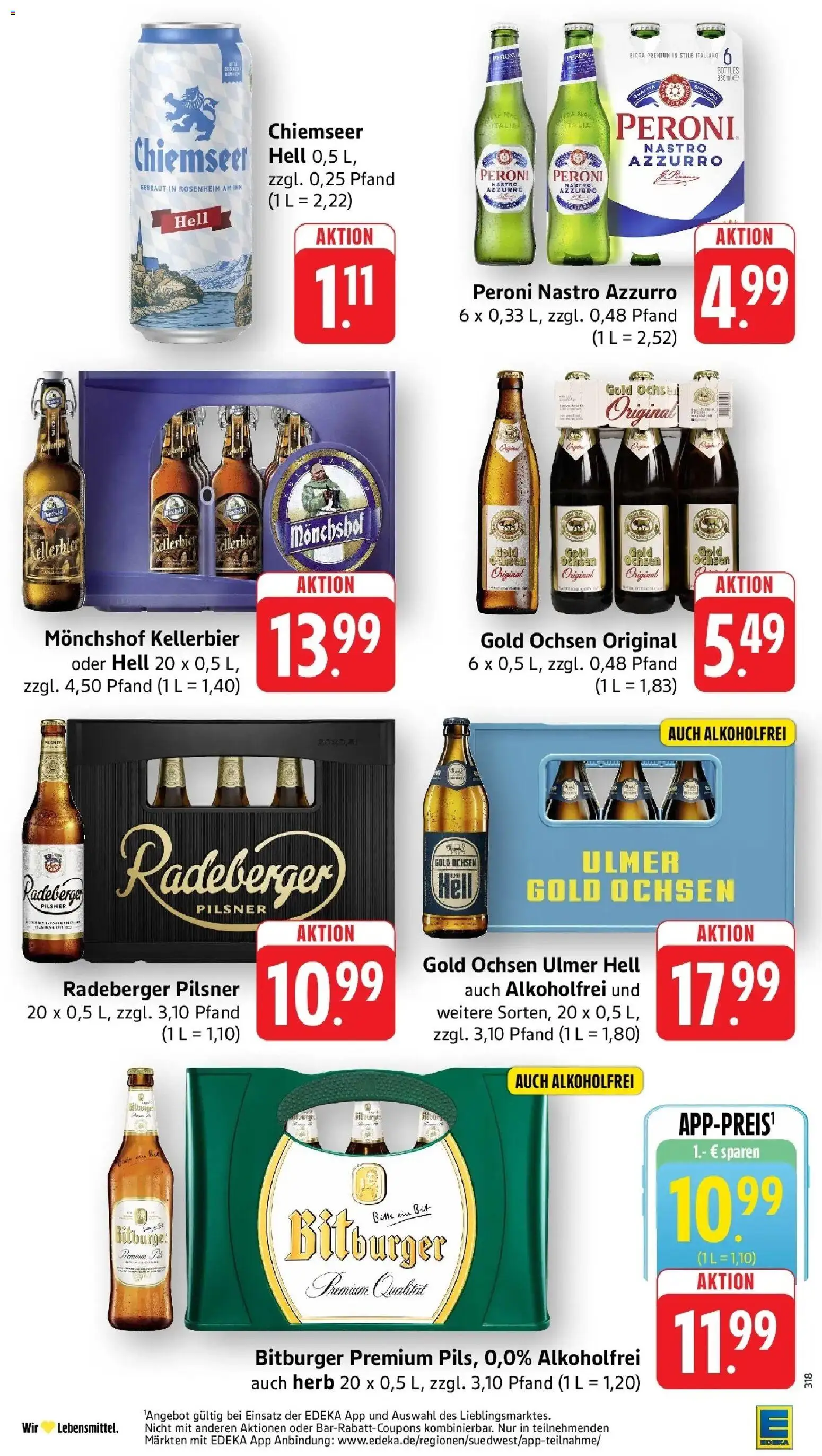Edeka Prospekt Laupheim (ab 12.10.2026) » Angebote Online | Seite: 37 | Produkte: Bitburger, Monchshof, Radeberger pilsner