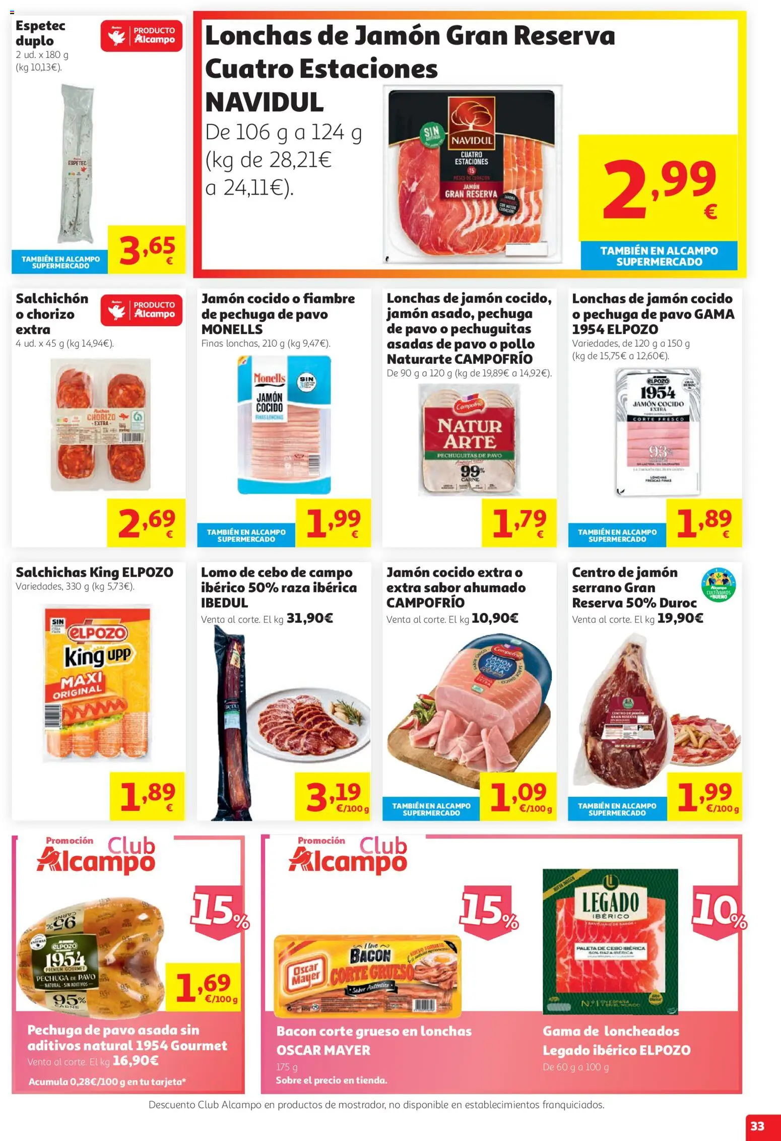 Alcampo - HG Unico │ válido desde el 13/08/2026 | Página: 33 | Productos: Jamón, Jamón cocido