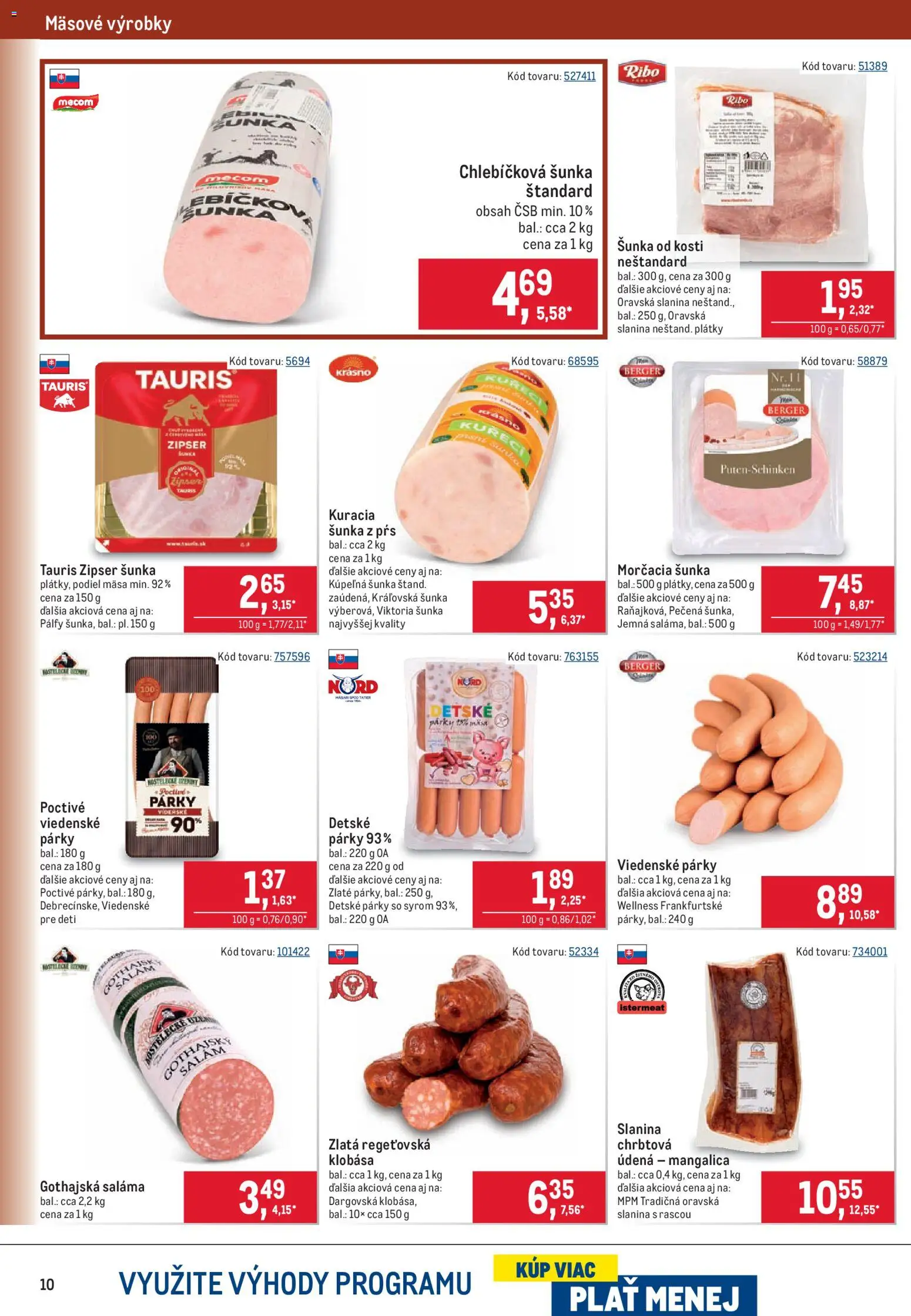 Nové Metro akcie – leták je platný od 09.09.2026 | Strana: 10 | Produkty: Kúpelňa, Saláma, Slanina, Klobása