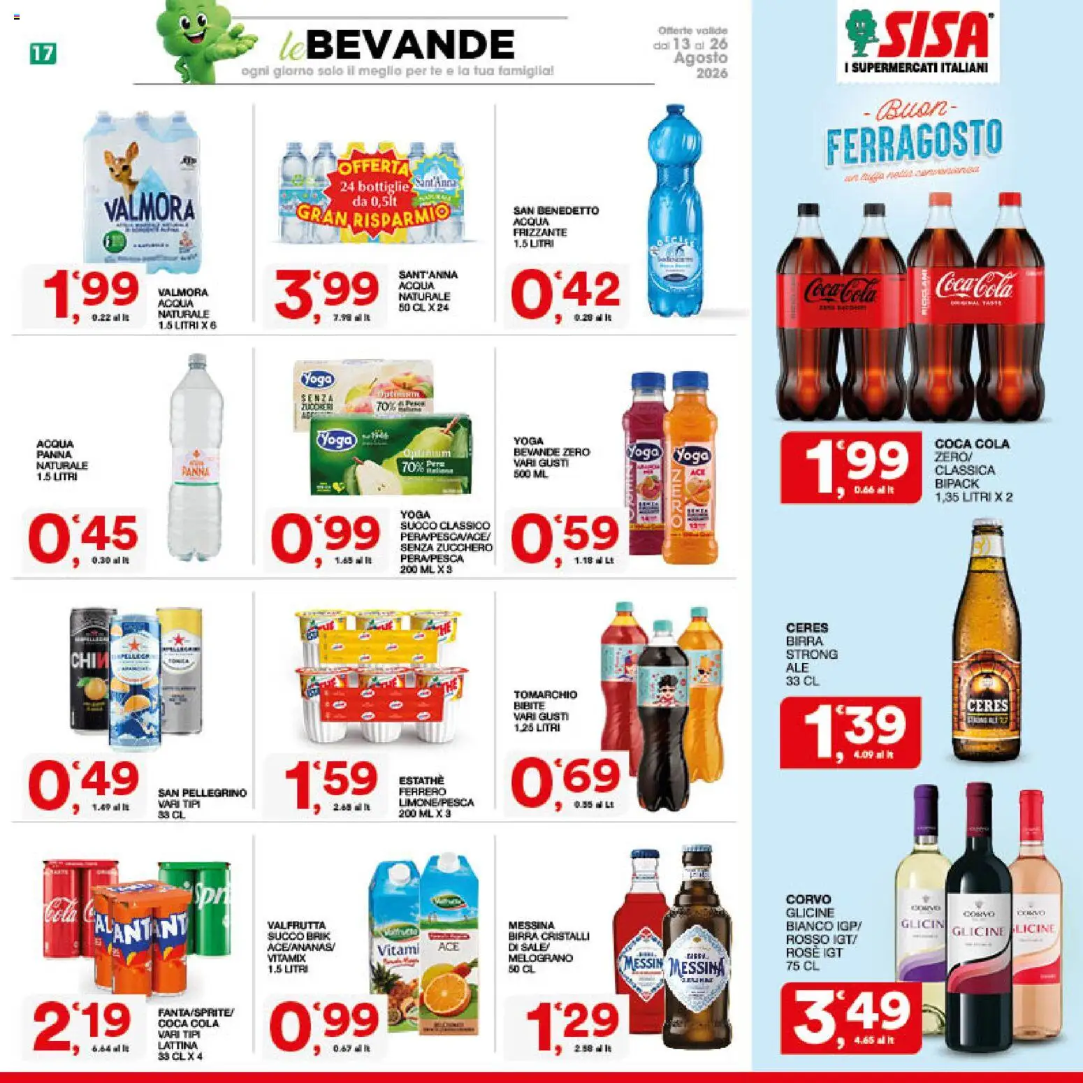 Volantino SISA del 13/08/2026 | Pagina: 17 | Prodotti: Succo, Birra, Acqua, Sale