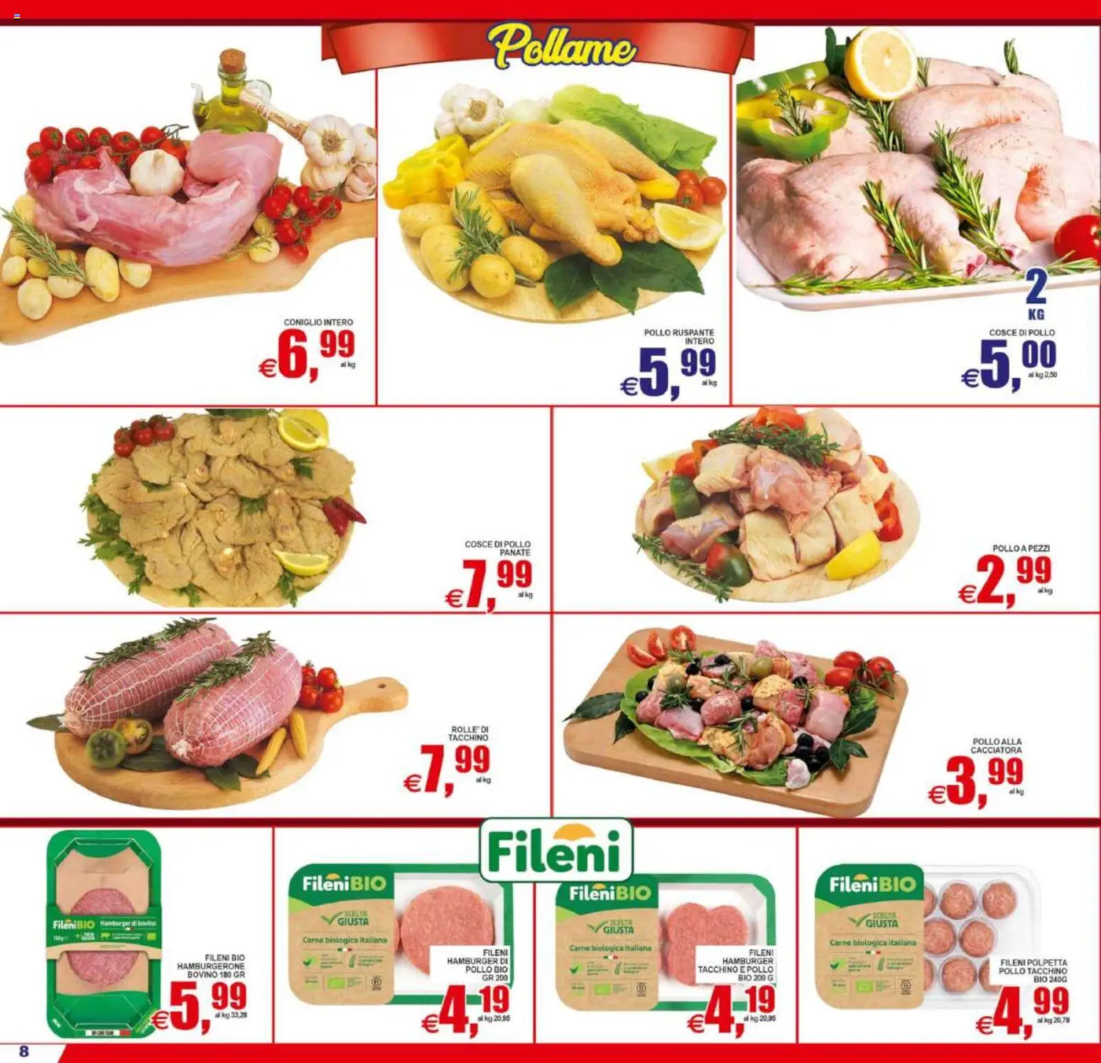 Volantino Pewex del 31/07/2026 | Pagina: 8 | Prodotti: Bovino, Pollo, Tacchino, Cosce di pollo