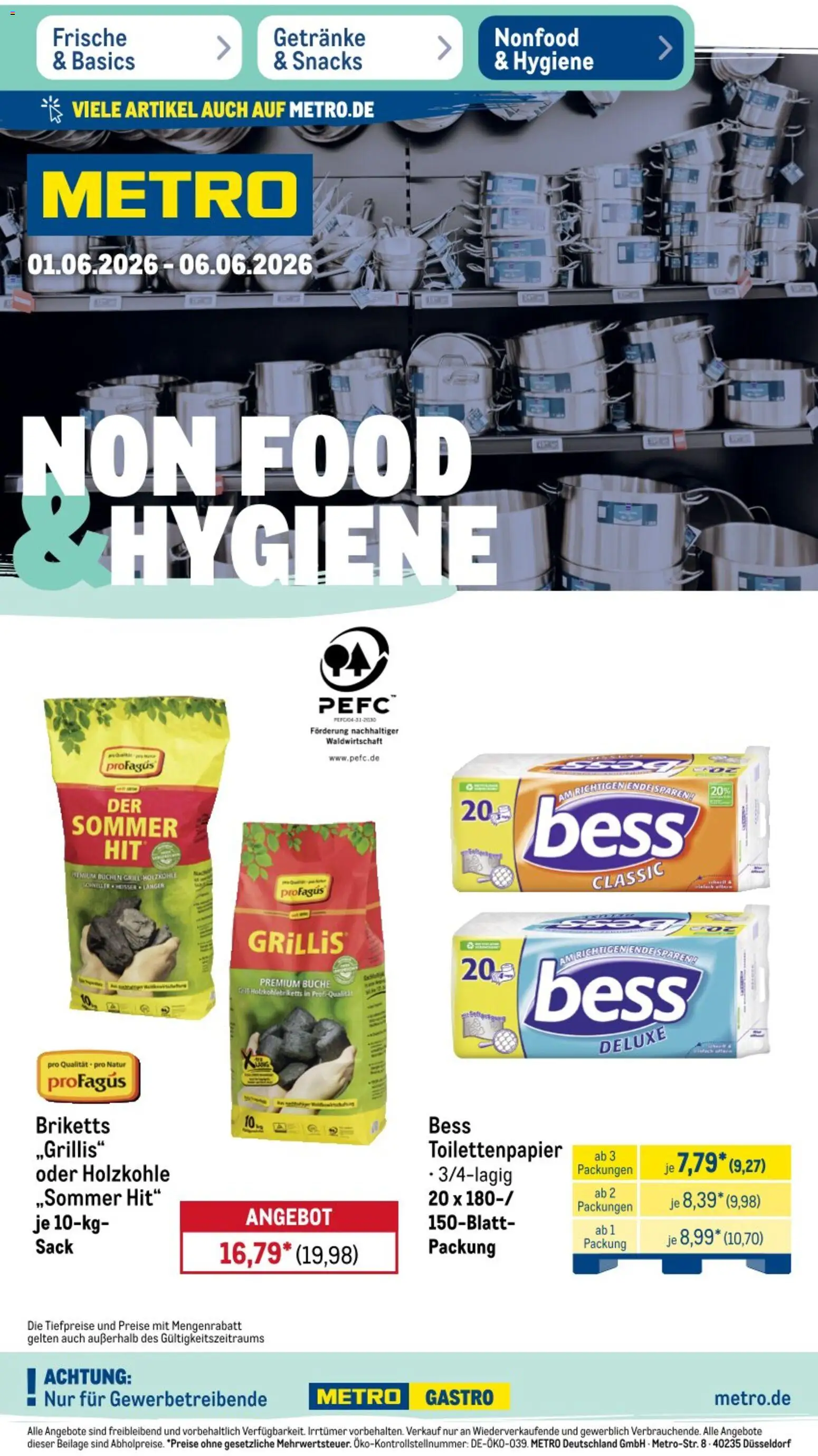 Metro NonFood-Angebote – gültig ab 01.06.2026 | Seite: 1 | Produkte: Toilettenpapier