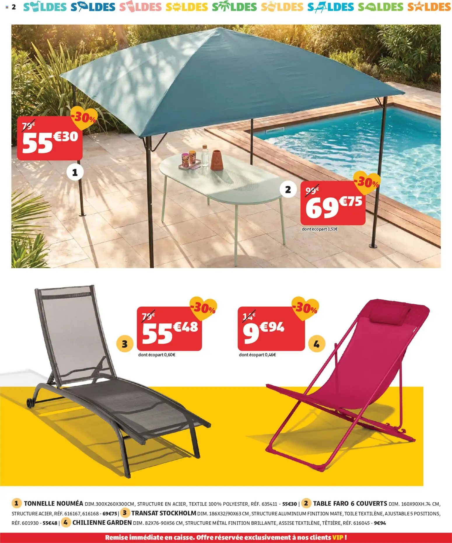 {H1} | Page: 2 | Produits: Transat, Tonnelle, Table, Chilienne