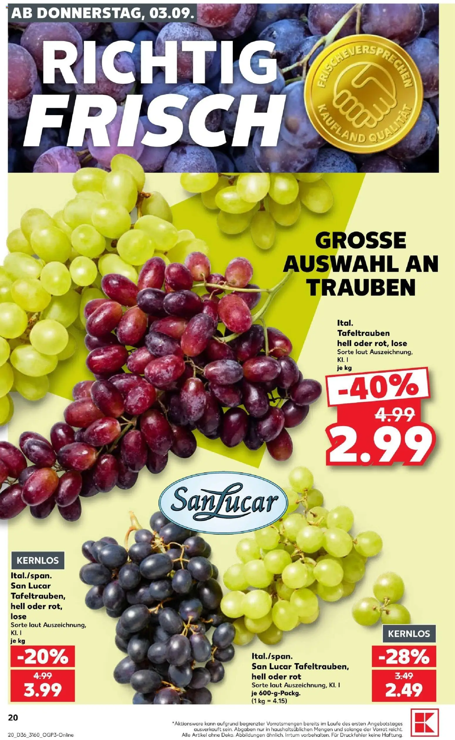 Kaufland Prospekt Frankfurt (Oder) – gültig ab 03.09.2026 | Seite: 20 | Produkte: Bananen, Orangen, Erdbeeren