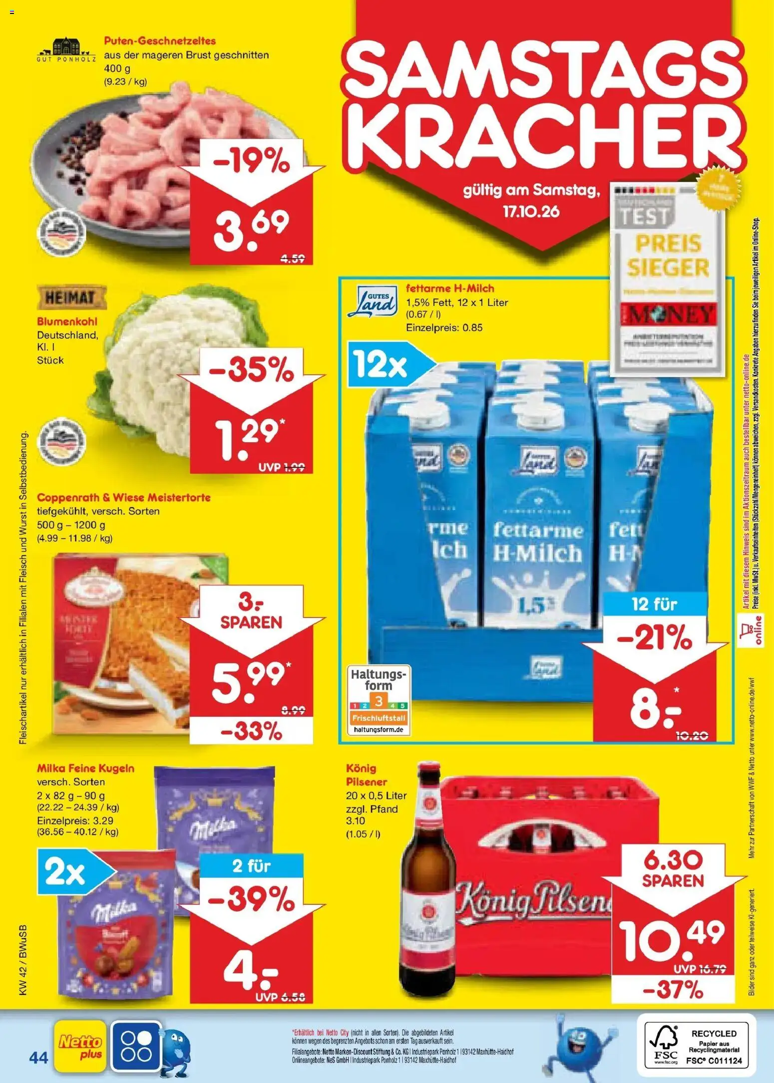 Netto Marken-Discount Prospekt Bielefeld (ab 12.10.2026) » Angebote | Seite: 60 | Produkte: Milka, Bilder, Wurst, Blumenkohl