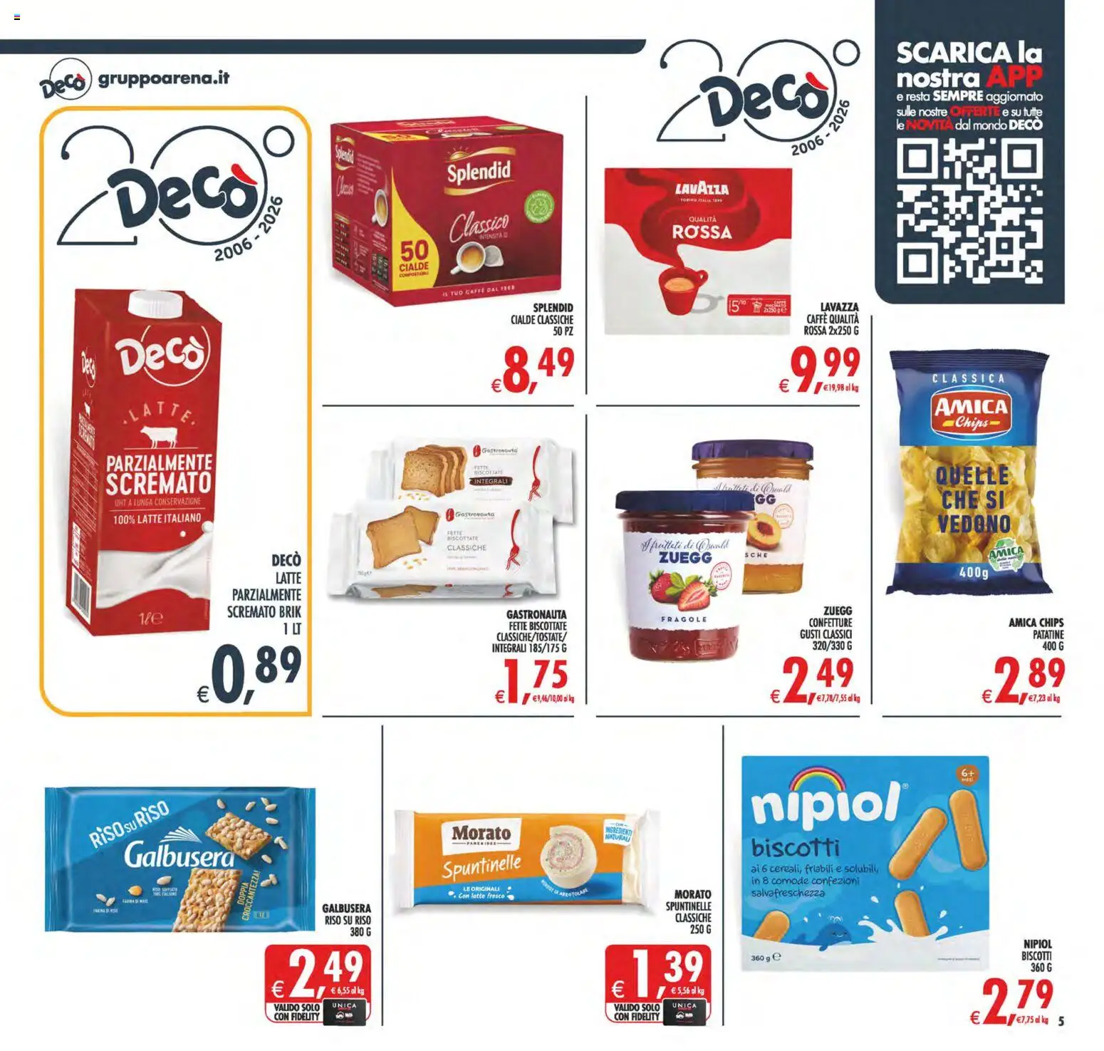 Volantino Decò del 08.05.2026 | Pagina: 5 | Prodotti: Riso, Biscotti, Latte, Fette biscottate