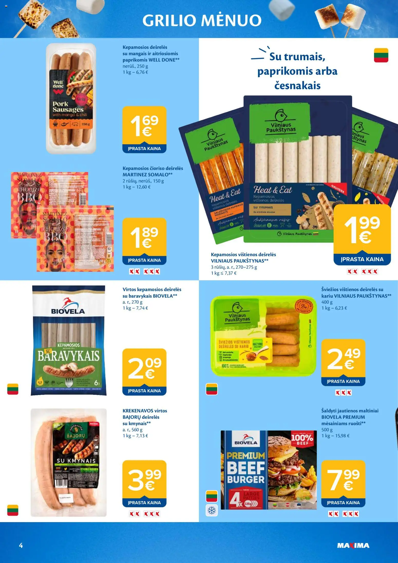 MAXIMA akcijos nuo 05.05.2026 | Puslapis: 4 | Prekių: Vištienos, Jautienos, Dešrelės