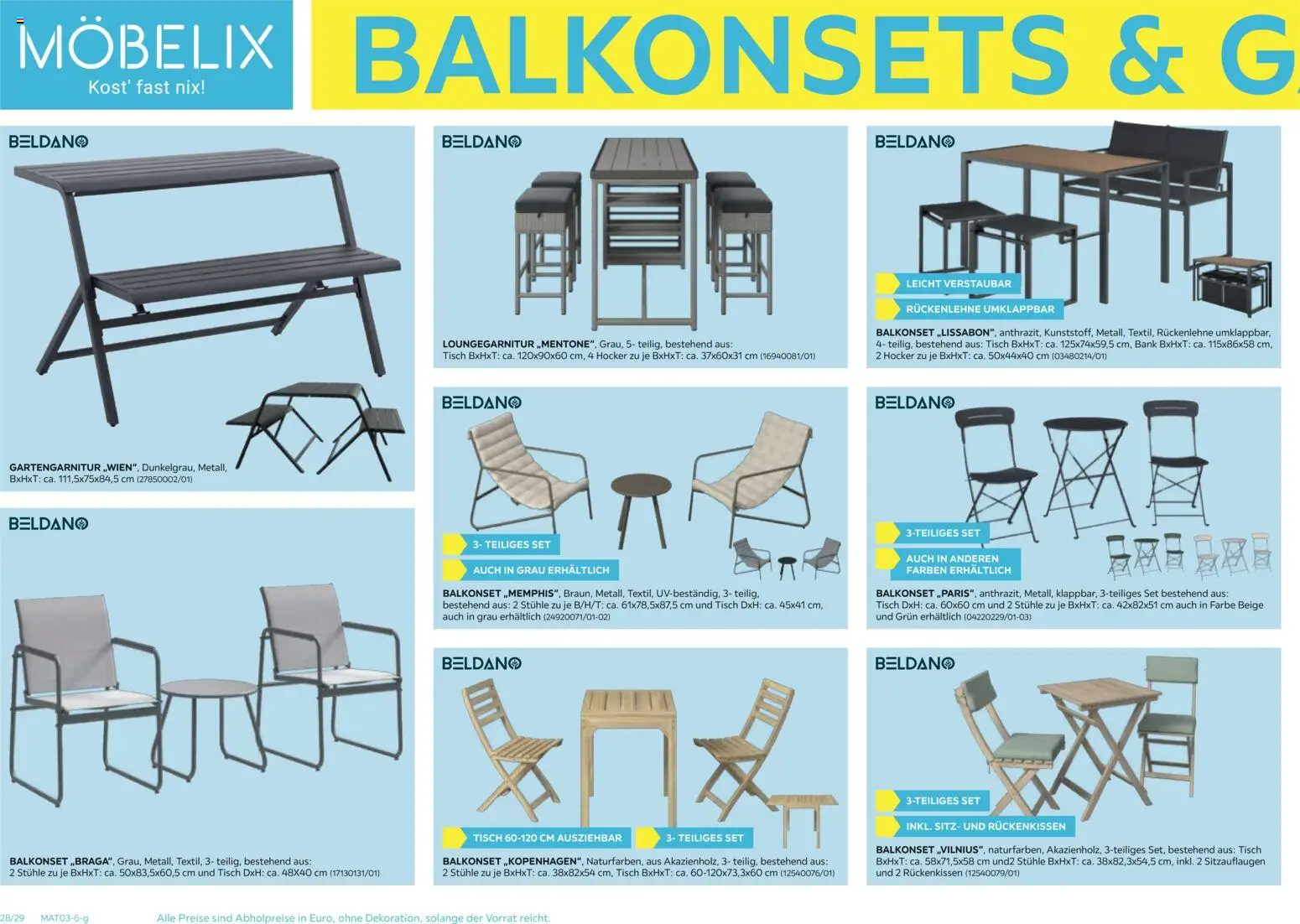 Möbelix Gartenmöbel gültig ab 16.03.2026 | Seite: 28 | Produkte: Tisch