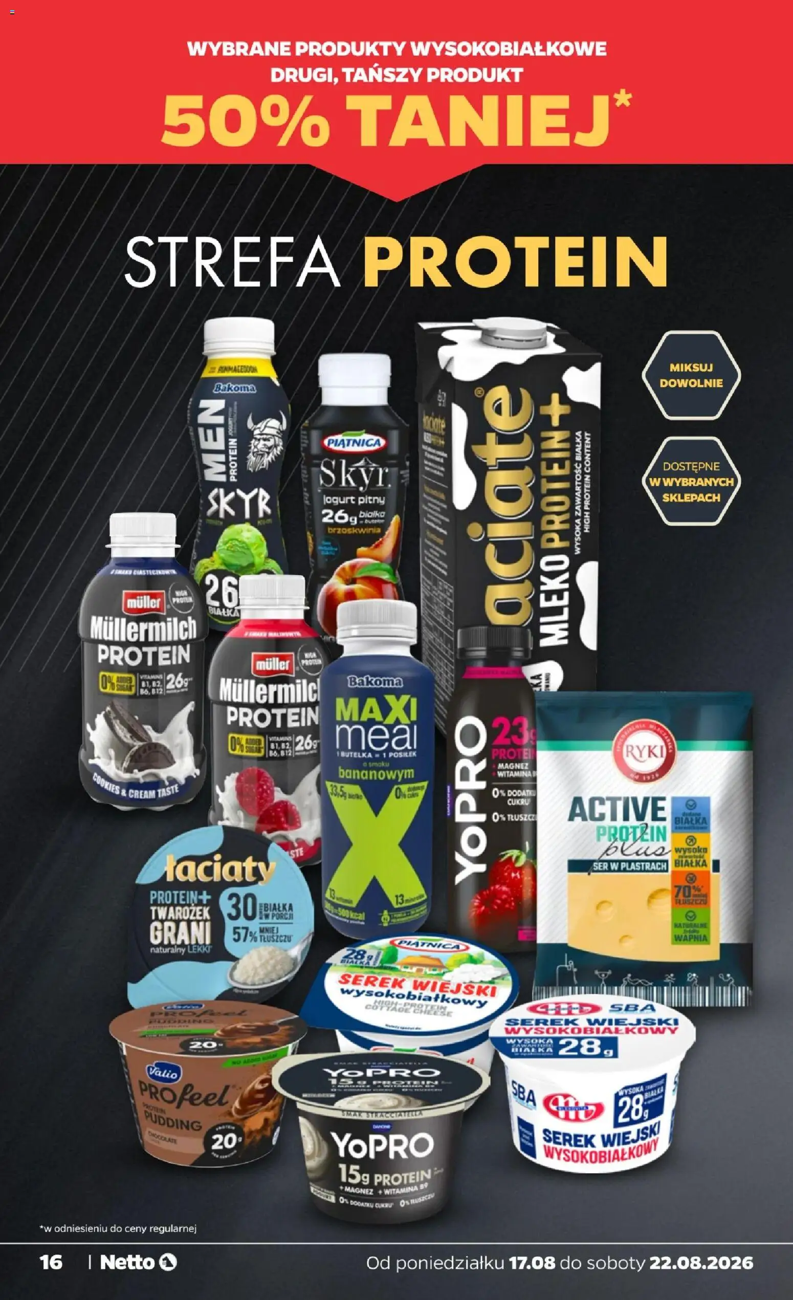 Netto gazetka od poniedziałku od 17.08.2026 | Strona: 16 | Produkty: Piątnica, Serek wiejski, Mleko, Ser