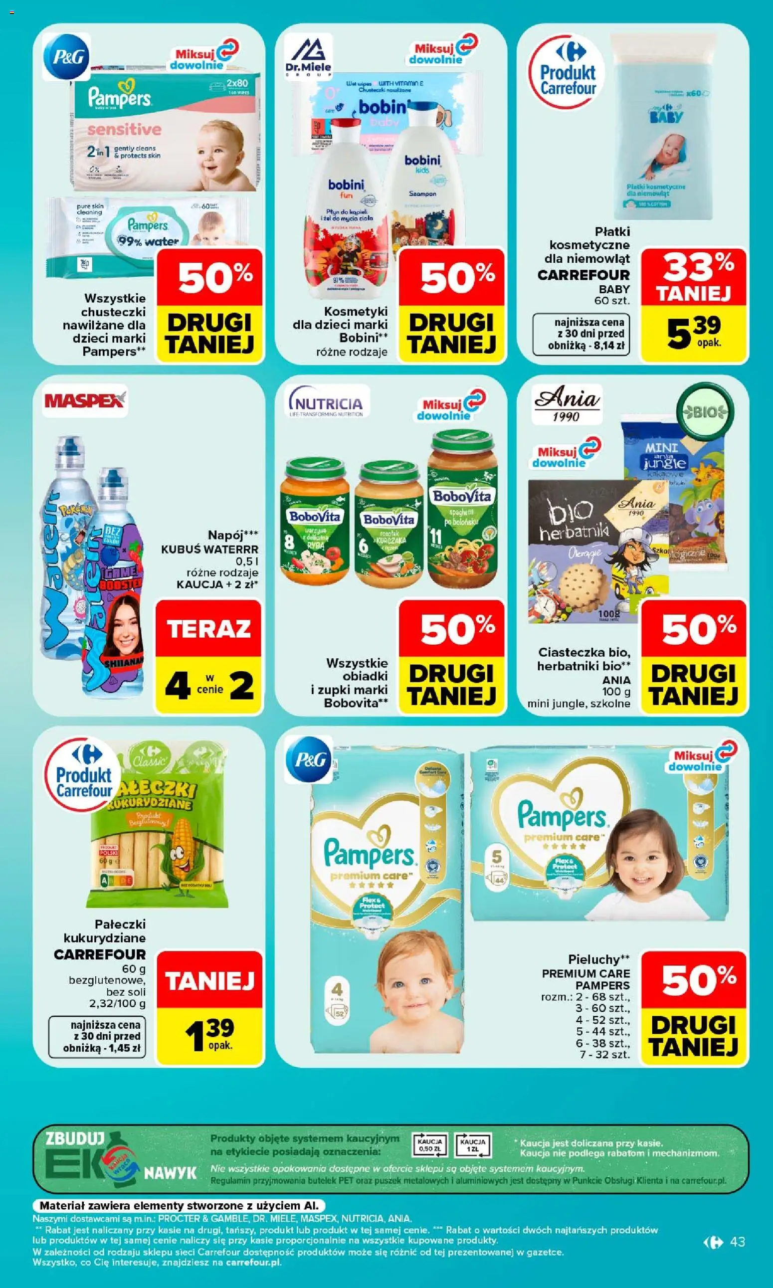Carrefour gazetka od 14.09.2026 | Strona: 45 | Produkty: Spaghetti, Płatki kosmetyczne dla niemowląt, Herbatniki, Szampon