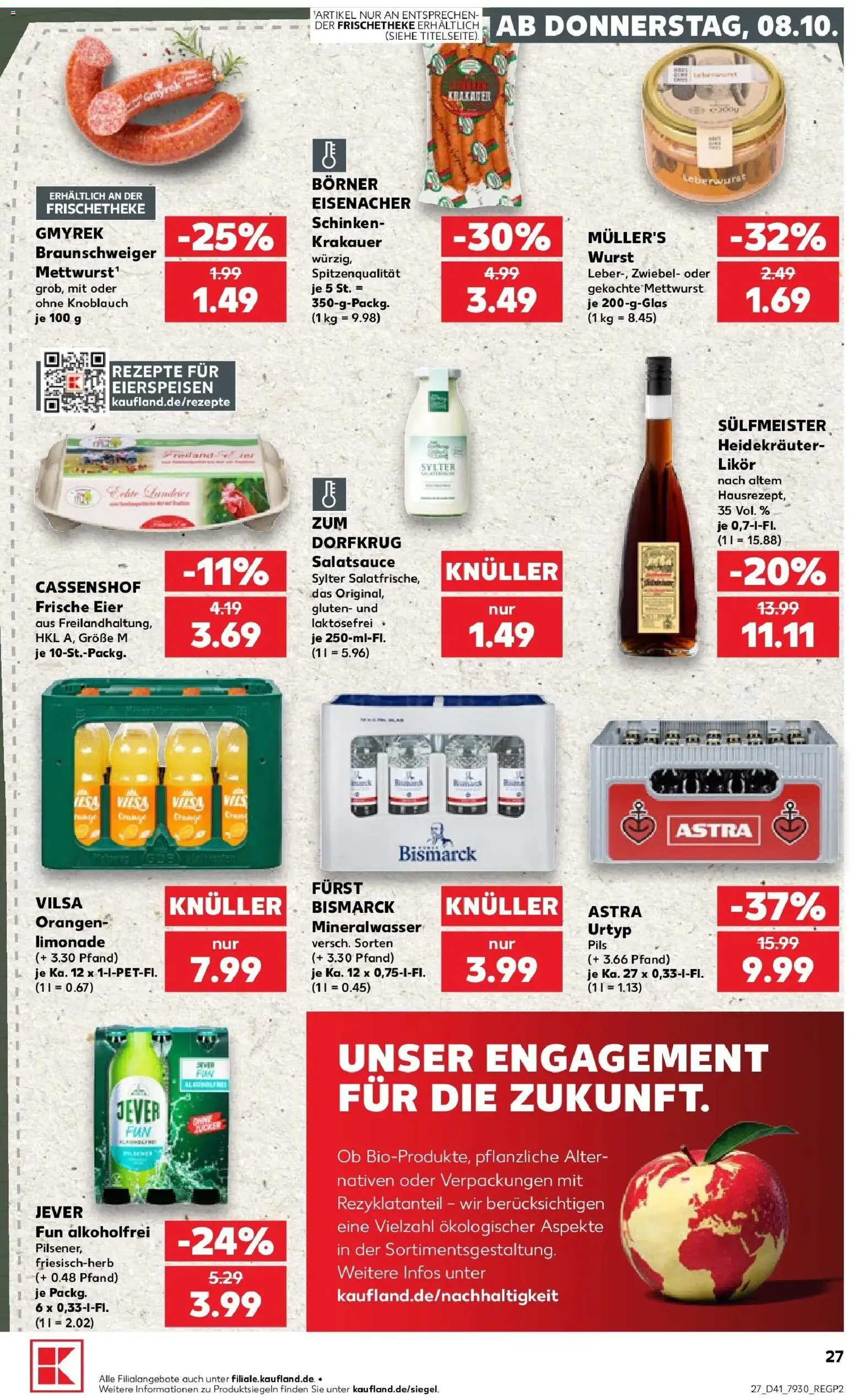 Prospekt Kaufland ab 08.10.2026 » Angebote Online zum Blättern | Seite: 27 | Produkte: Astra, Orangen, Wurst, Schinken